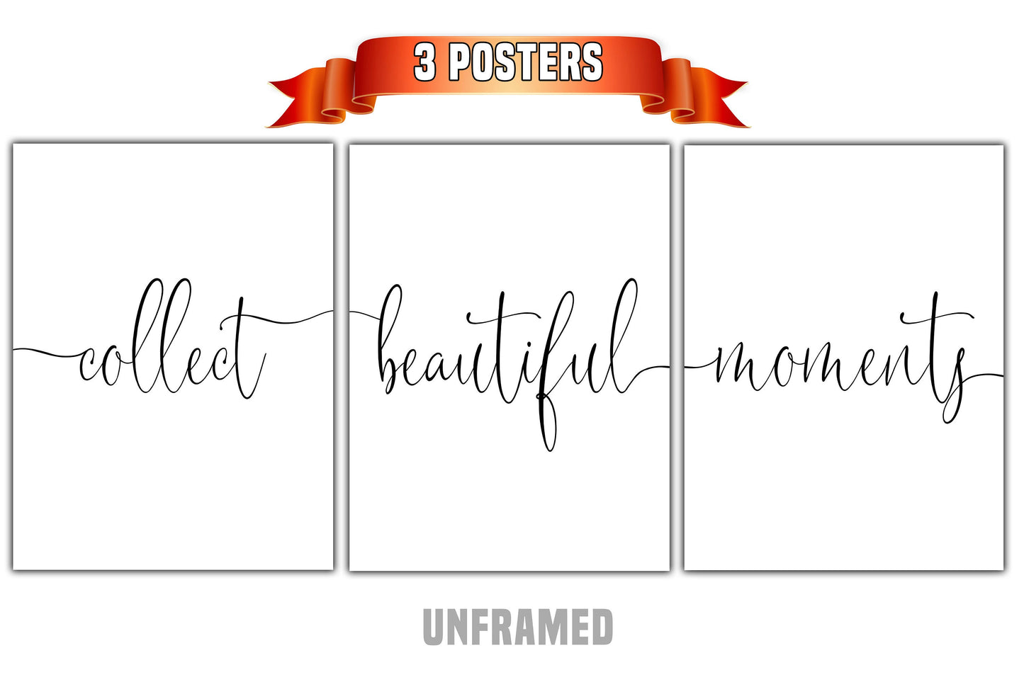 Collect Beautiful Moments, Set of 3 Prints, Minimalist Art, Home Wall Decor, Multiple Sizes