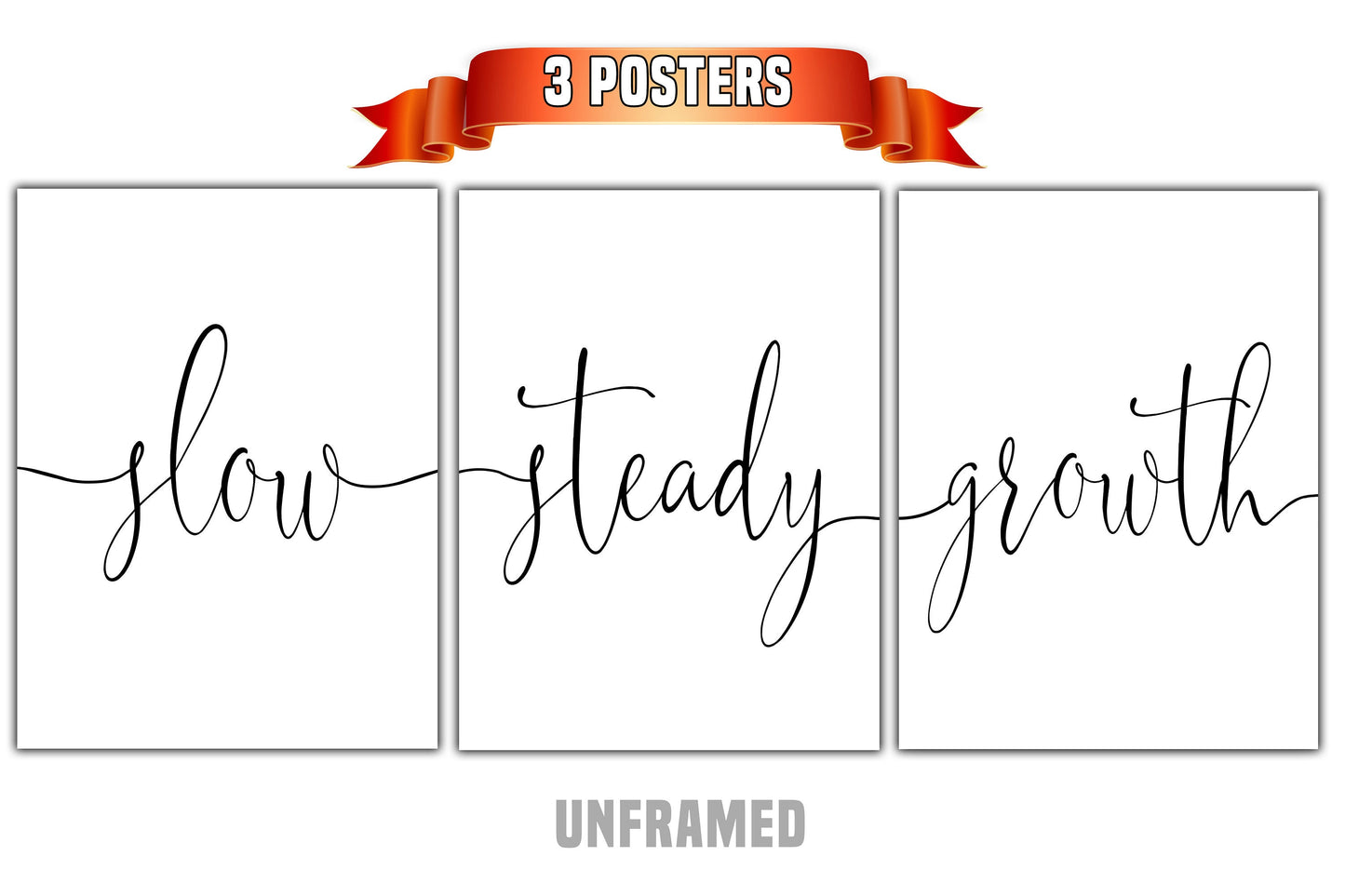 Slow Steady Growth, Set of 3 Prints, Minimalist Art, Home Wall Decor, Multiple Sizes
