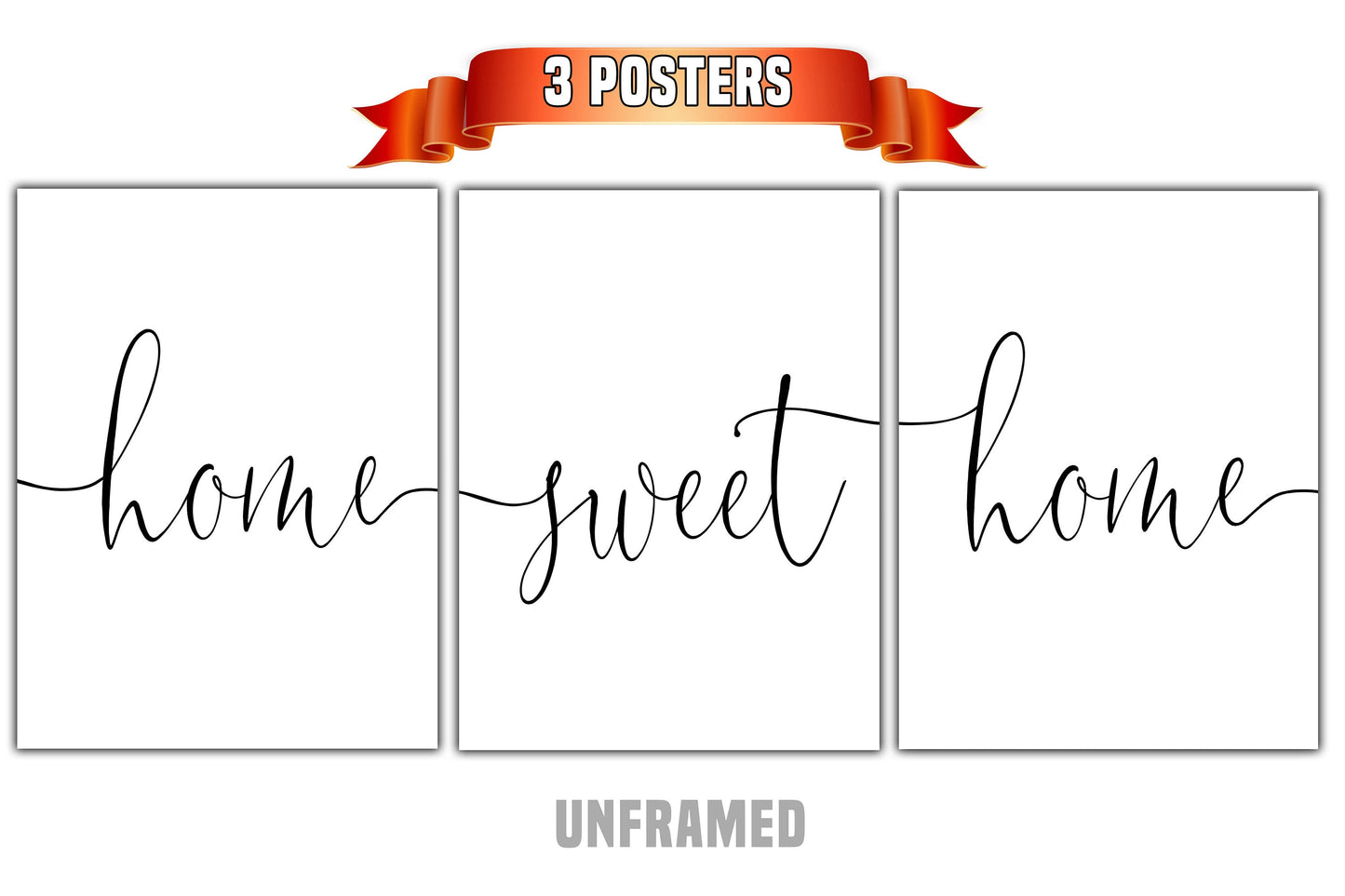 Home Sweet Home, Set of 3 Prints, Minimalist Art, Home Wall Decor, Multiple Sizes