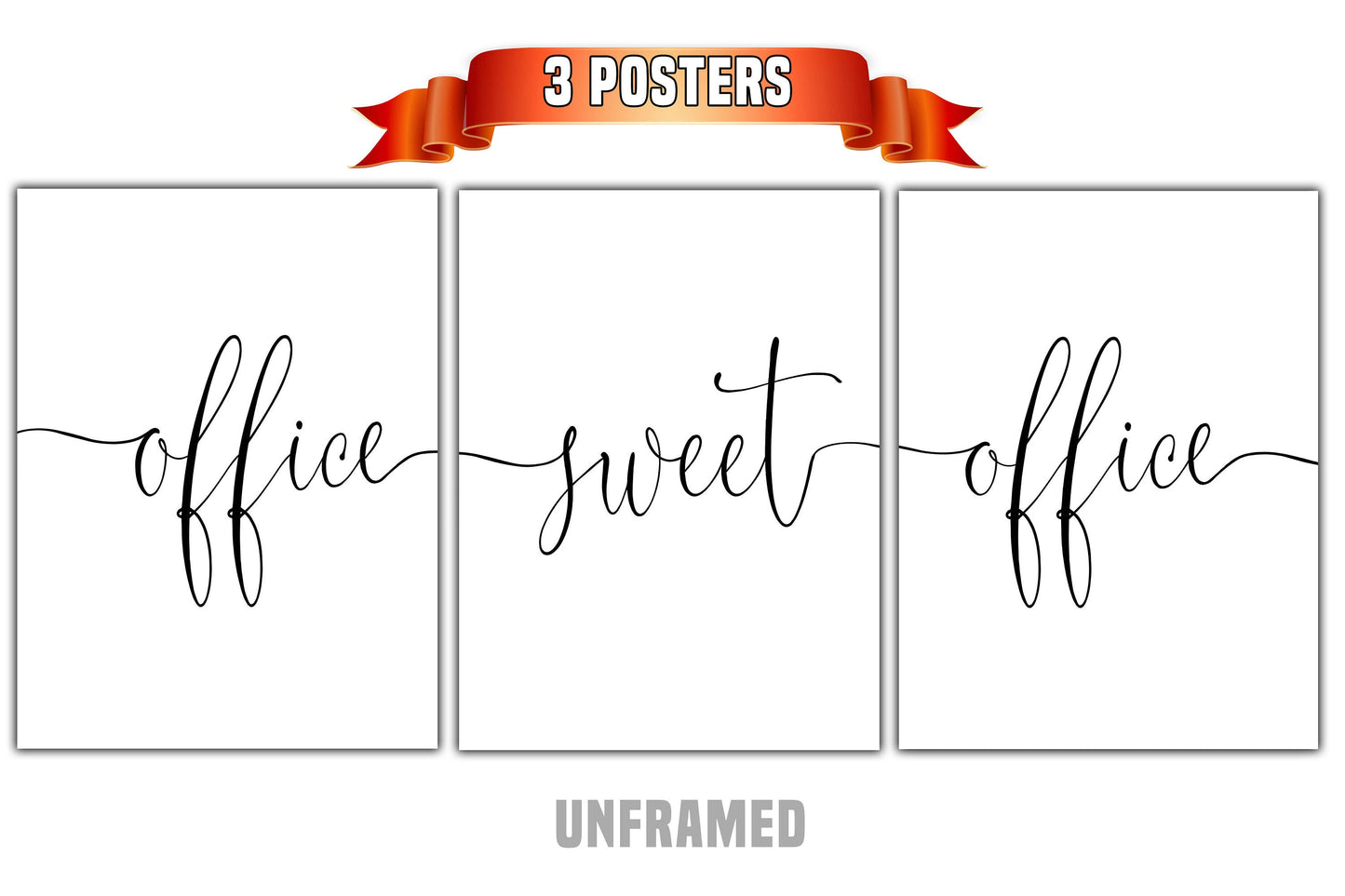Office Sweet Office, Team Work, Set of 3 Poster Prints, Office Wall Hanging Décor, Minimalist Prints, Multiple Sizes