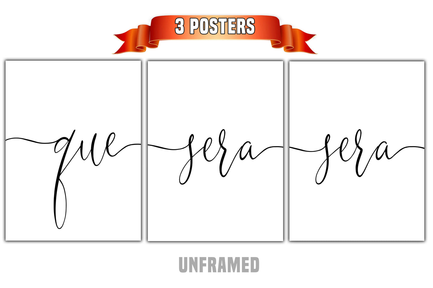 Que Sera Sera, Set of 3 Prints, Minimalist Art, Home Wall Decor, Multiple Sizes