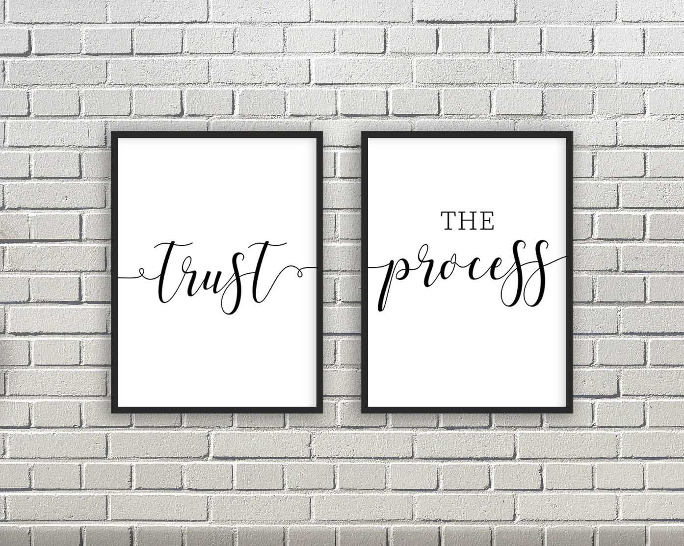 Trust the Process, Set of 2 Poster Prints, Home Wall Décor, Motivational/Inspirational Quote, Multiple Sizes