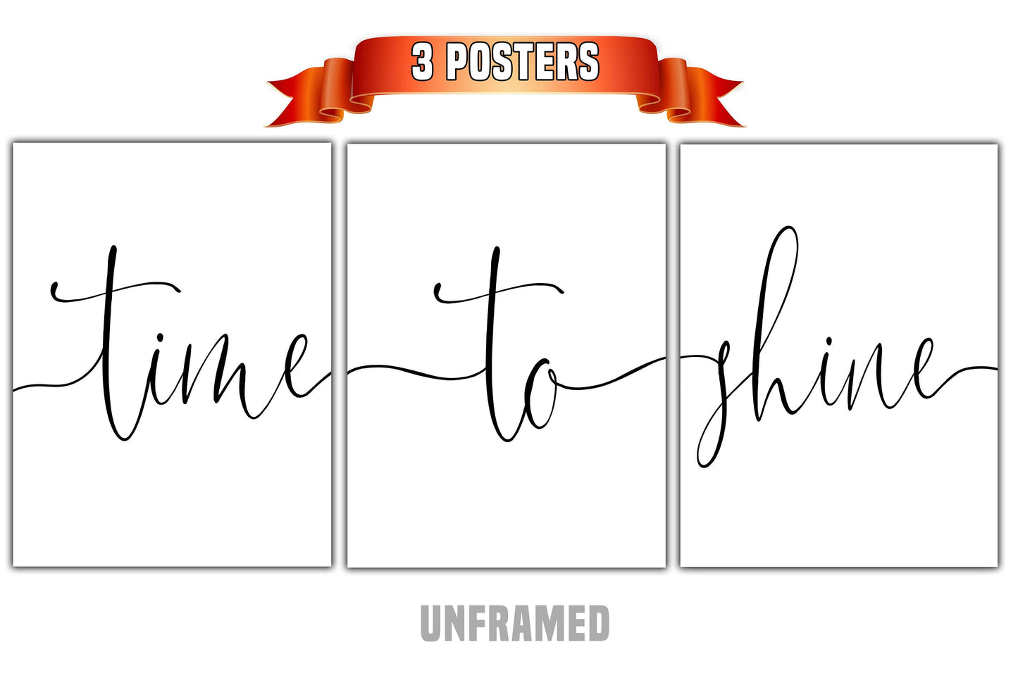 Time To Shine, Set of 3 Prints, Motivational Quotes, Minimalist Art, Home Wall Decor, Typography Art, Wall Art, Multiple Sizes
