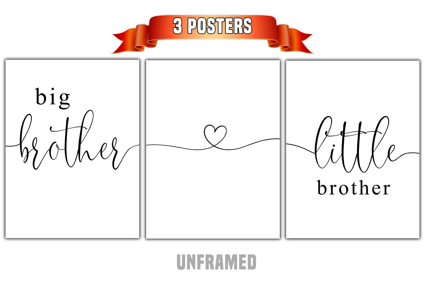 Big Brother Little Brother, Set of 3 Prints, Family Quotes, Nursery Art, Home Wall Decor, Typography Art, Wall Art, Multiple Sizes