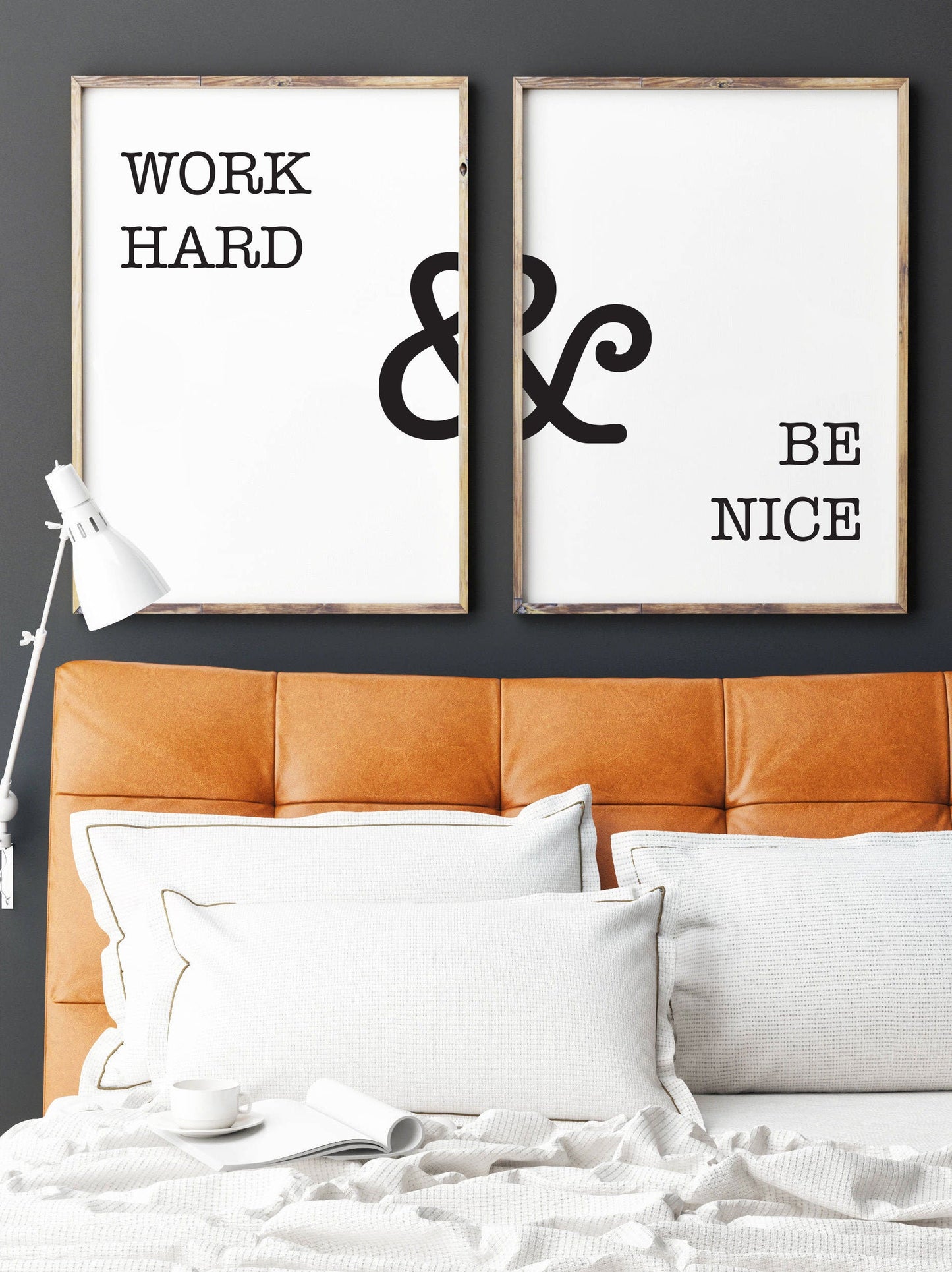Work Hard & Be Nice Quote Wall Art, Set of 2 Prints, Minimalist Art, Typography Art, Office Wall Art, Multiple Sizes, Home Wall Art Decor