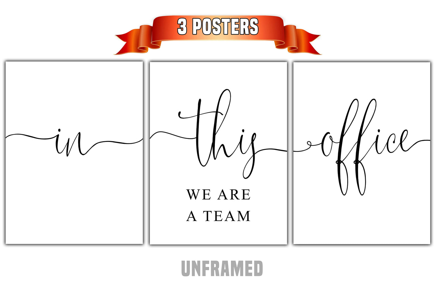 In This Office, We are a Team, Set of 3 Prints, Set of 3 Poster Prints, Office Wall Hanging Décor, Minimalist Prints, Multiple Sizes