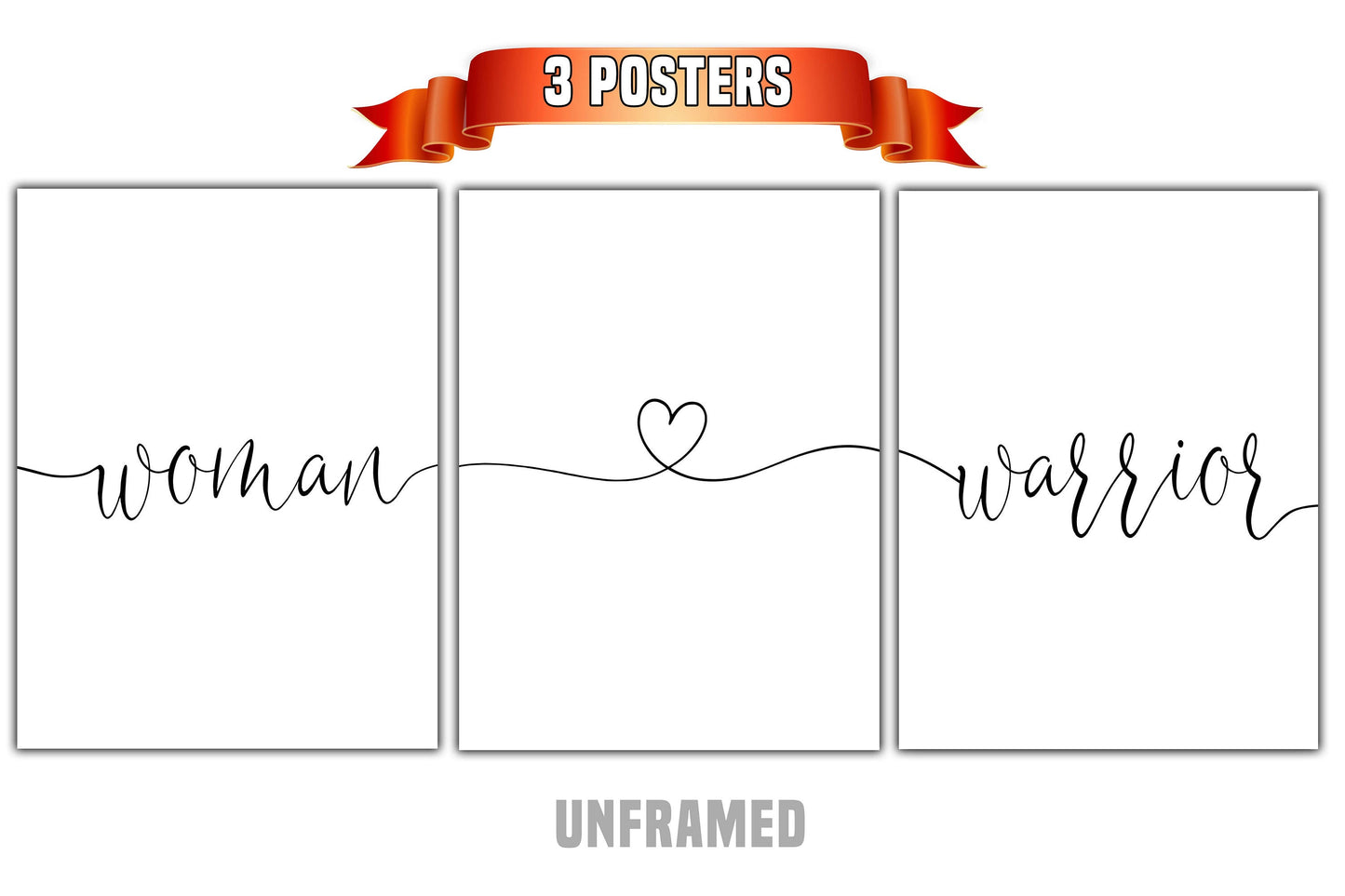 Woman Warrior, Set of 3 Prints, Minimalist Art, Home Wall Decor, Multiple Sizes