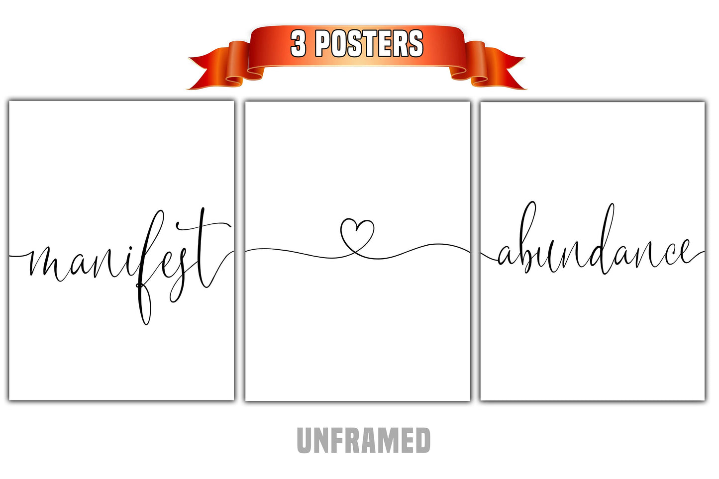 Manifest Abundance, Set of 3 Prints, Minimalist Art, Home Wall Decor, Multiple Sizes