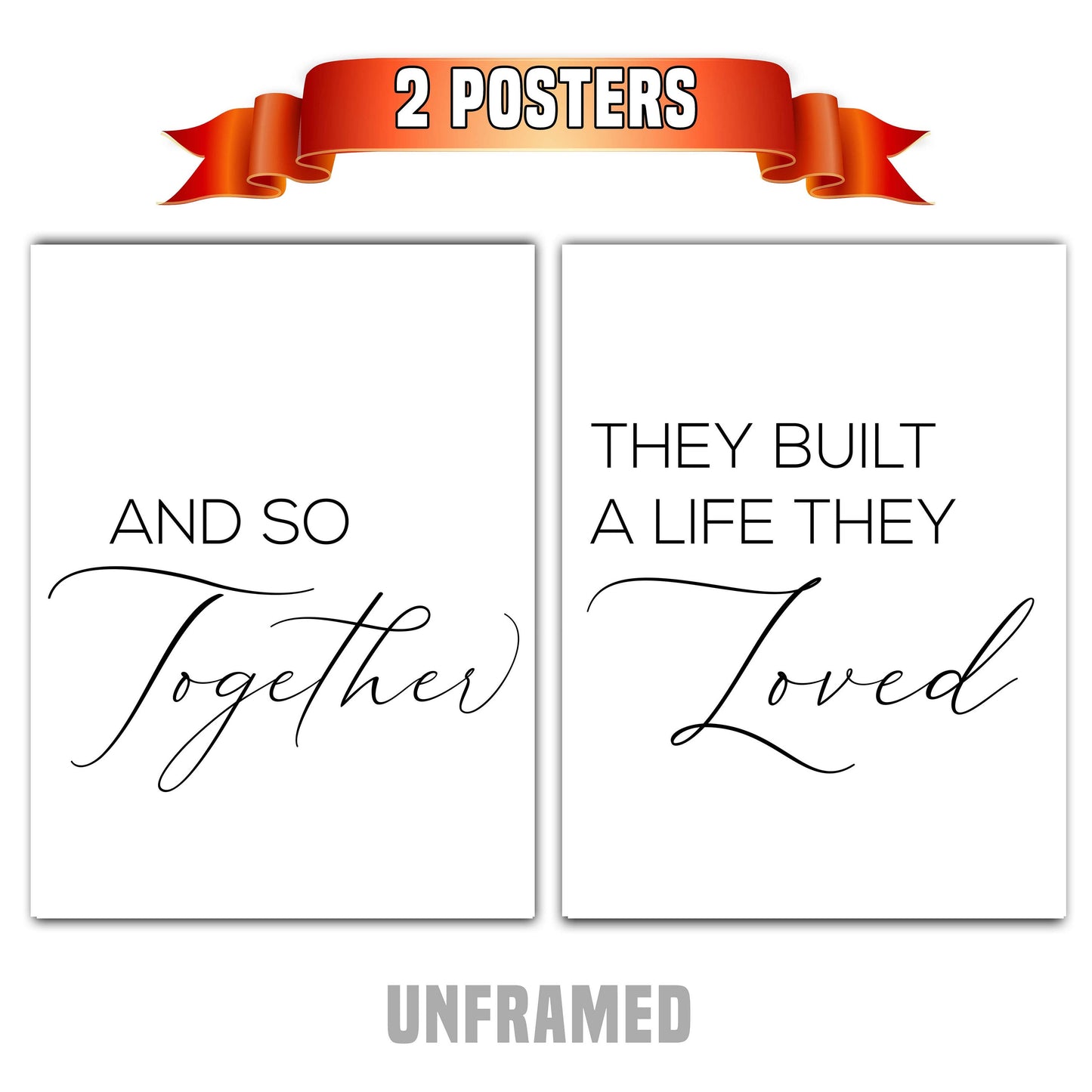 And so Together, They Built a Life They Loved, Romantic Posters, Set of 2 Poster Prints, Home Wall Décor, Minimalist Art, Multiple Sizes