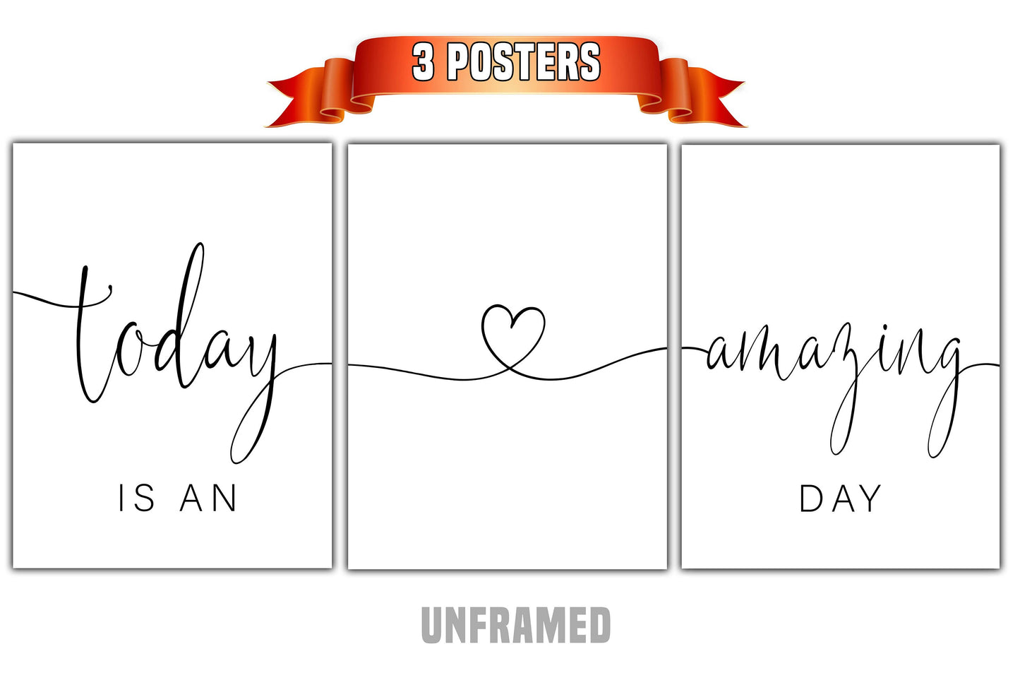 Today Is An Amazing Day, Set of 3 Prints, Minimalist Art, Home Wall Decor, Multiple Sizes