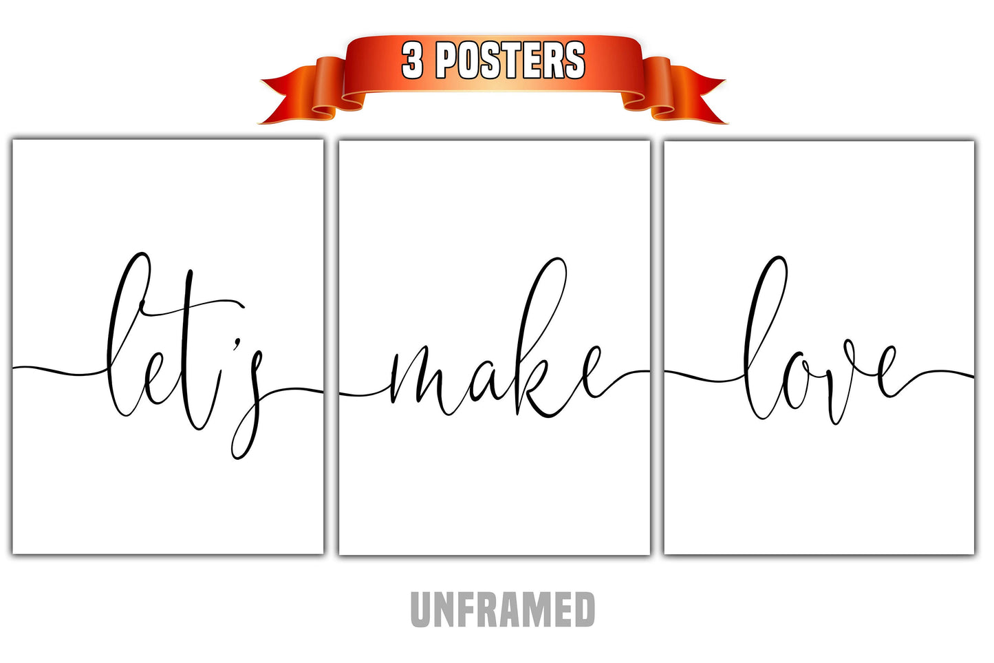 Let's Make Love, Set of 3 Poster Prints, Minimalist Art, Home Wall Decor, Multiple Sizes