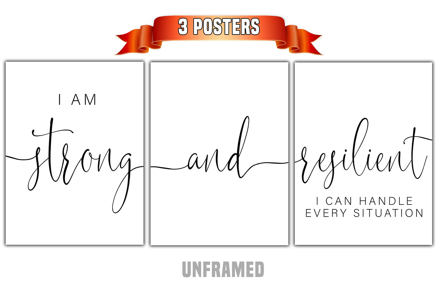 Strong And Resilient, Set of 3 Poster Prints, Minimalist Art, Home Wall Decor, Multiple Sizes