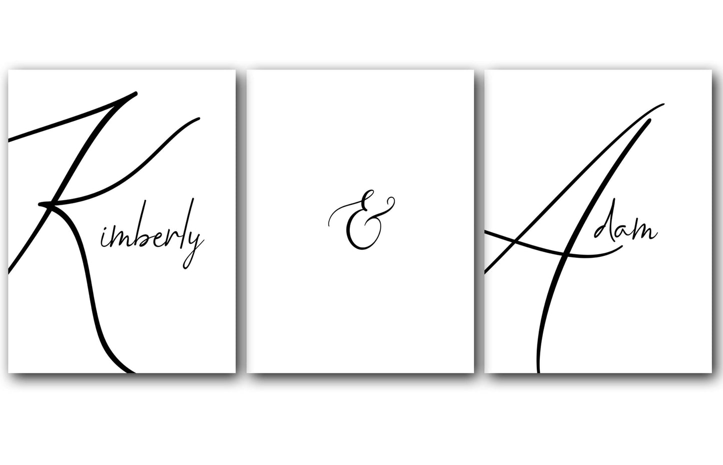 Couple Initials, Personalized Names, Set of 3 Poster Prints, Minimalist Art, Home Wall Decor, Multiple Sizes