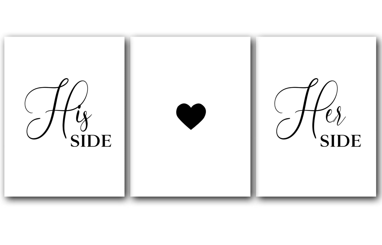 His Side Her Side, Set of 3 Poster Prints, Minimalist Art, Home Wall Decor, Multiple Sizes