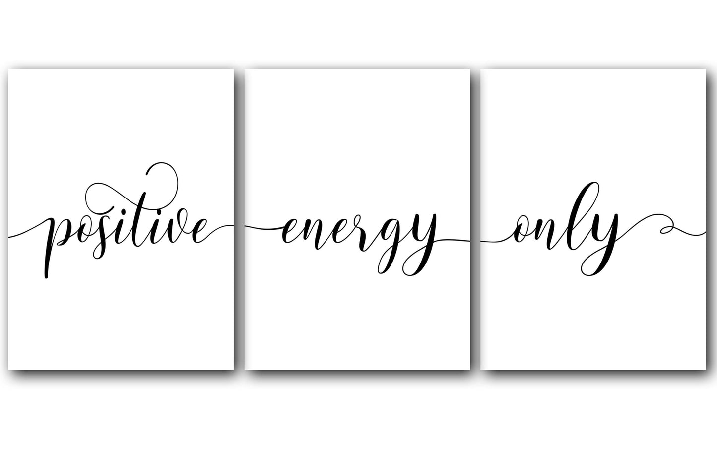 Positive Energy Only, Set of 3 Poster Prints, Minimalist Art, Home Wall Decor, Multiple Sizes