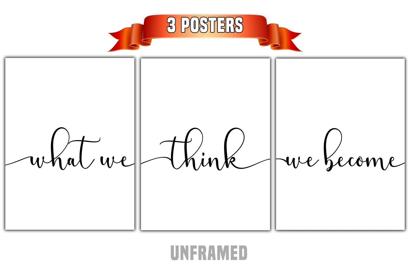 What We Think We Become, Set of 3 Poster Prints, Minimalist Art, Home Wall Decor, Multiple Sizes