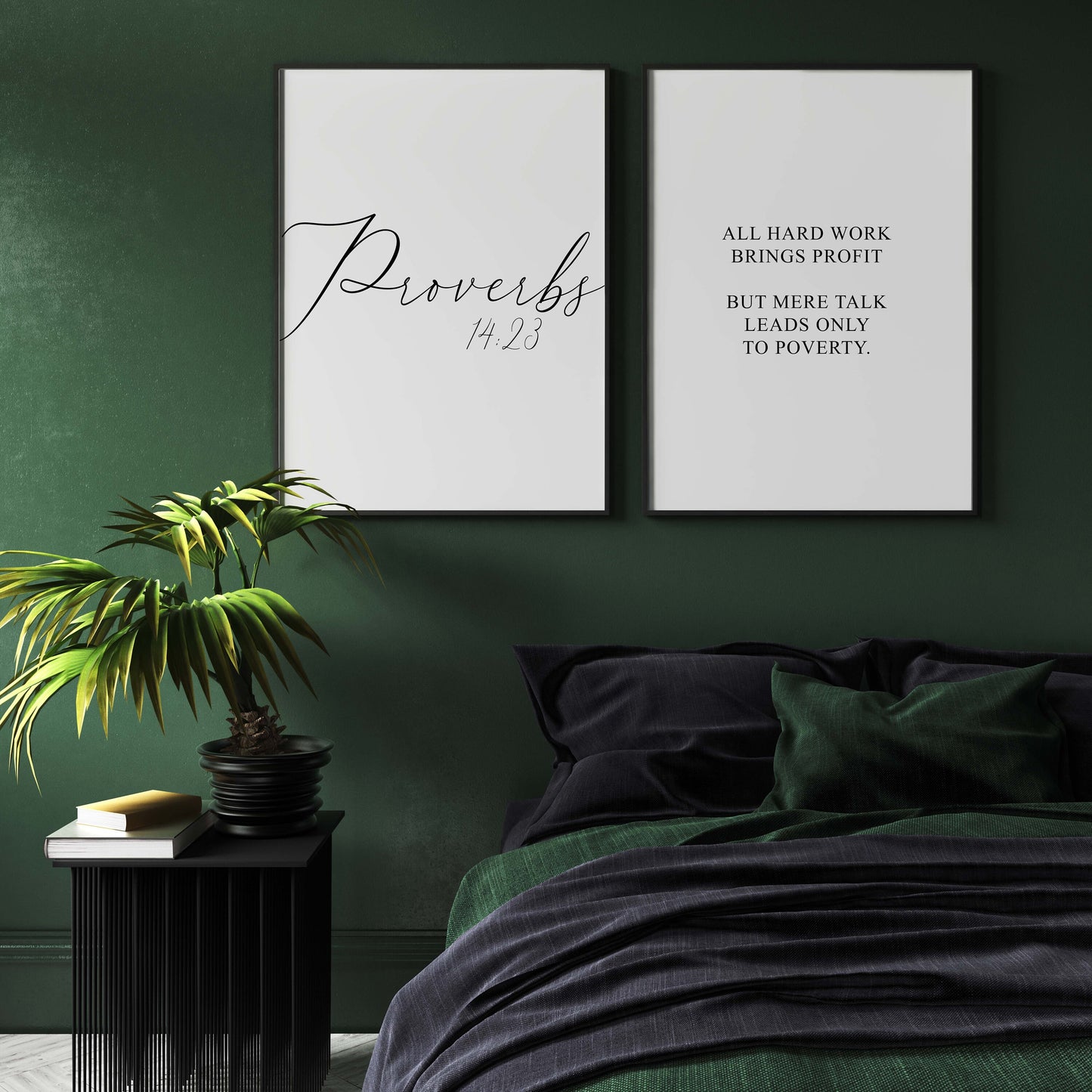 Proverbs 14:23, All hard work brings a profit, Bible Verse, Set of 2 Prints, Multiple Sizes, Home Wall Art Decor, Easter Quote