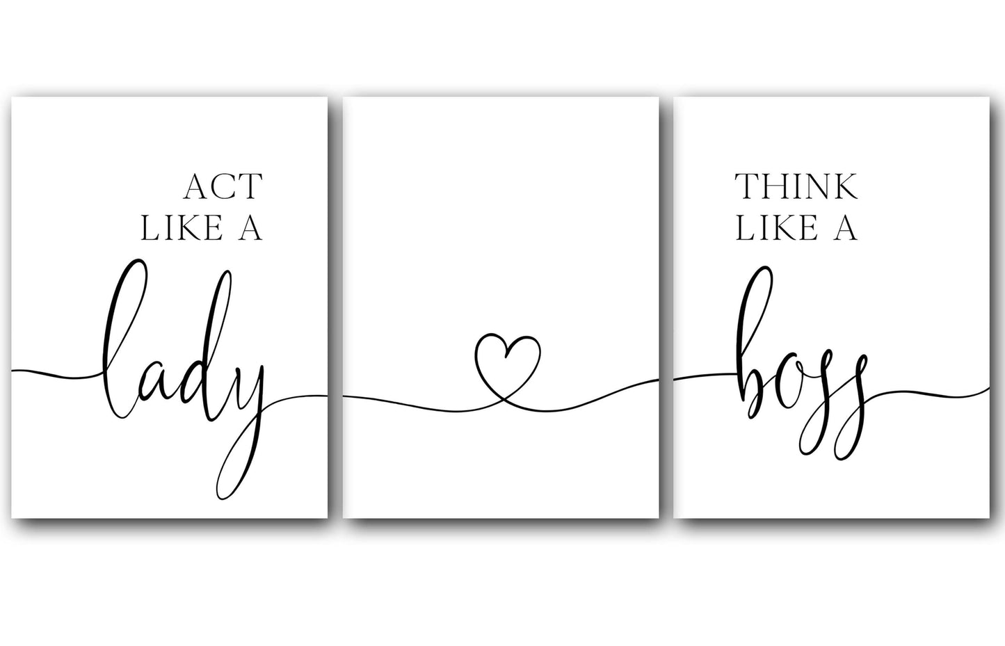 Act Like A Lady Think Like A Boss, Set of 3 Poster Prints, Minimalist Art, Home Wall Decor, Multiple Sizes