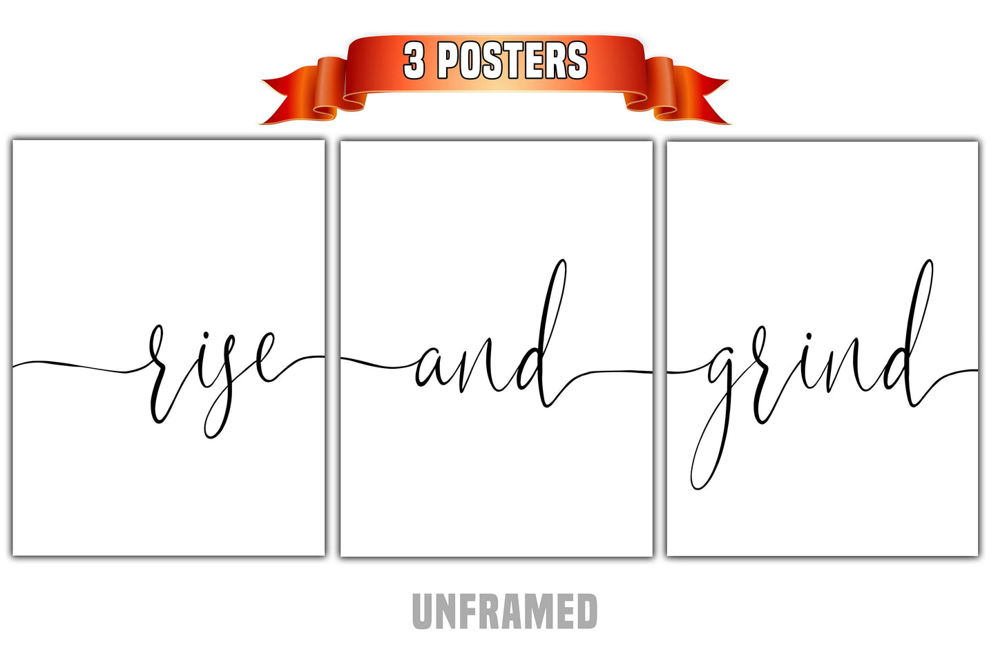 Rise and Grind, Set of 3 Poster Prints, Minimalist Art, Home Wall Decor, Multiple Sizes