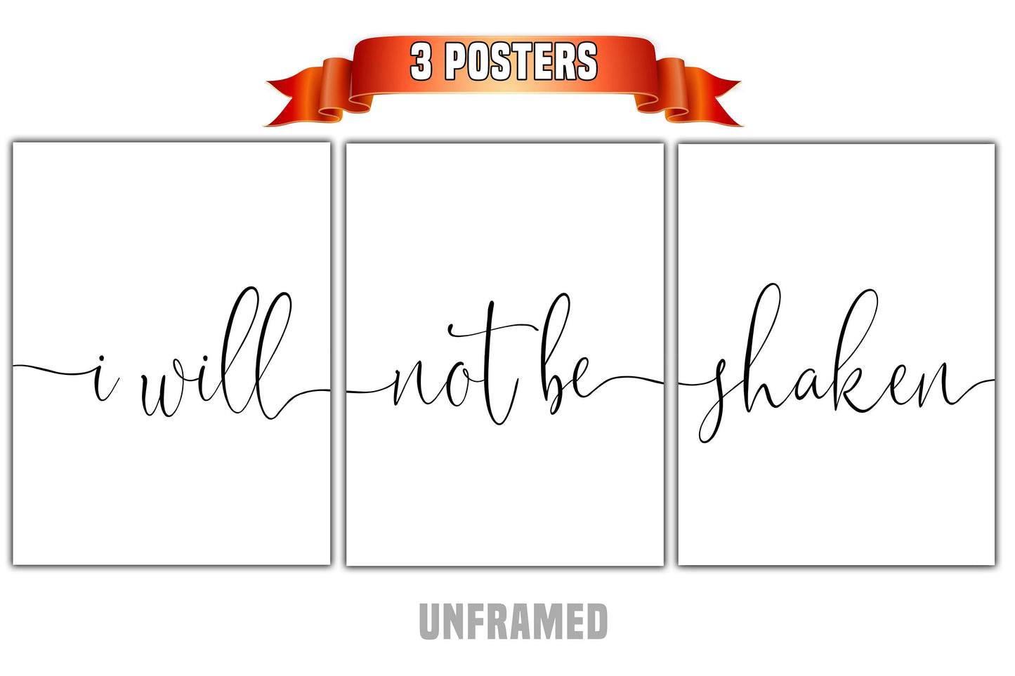 I Will Not Be Shaken, Set of 3 Poster Prints, Minimalist Art, Home Wall Decor, Multiple Sizes