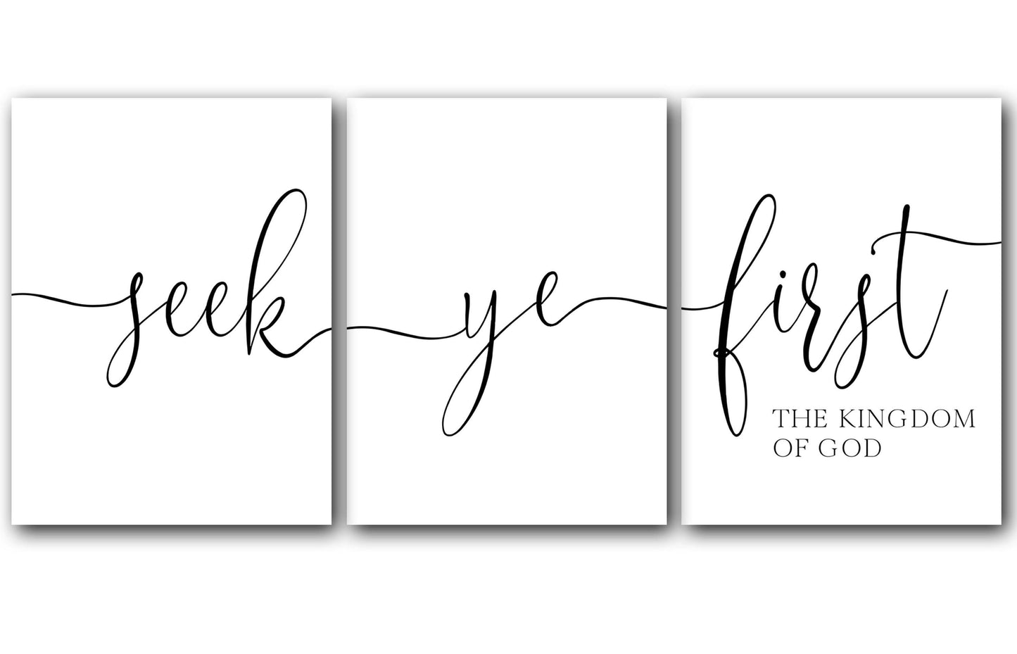 Seek Ye First, Set of 3 Poster Prints, Religious Poster, Home Wall Décor, Minimalist Art, Multiple Sizes