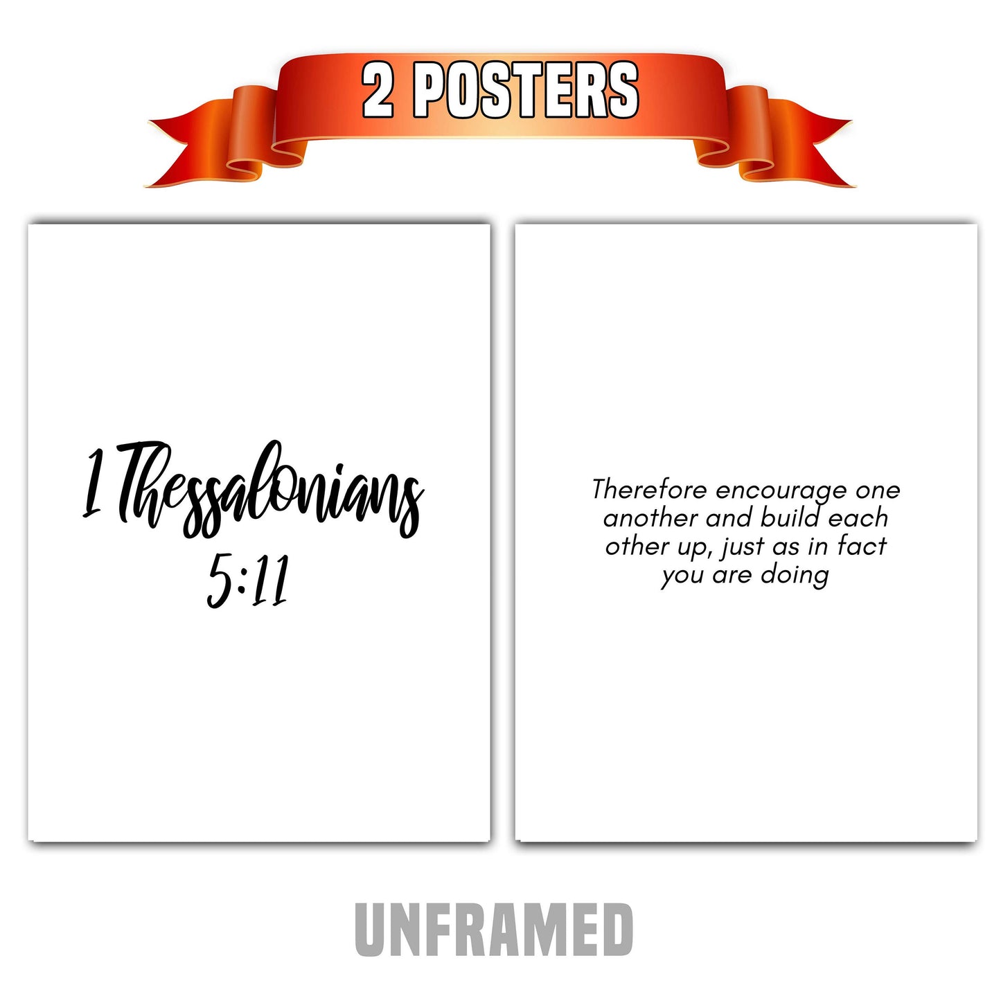 1 Thessalonians 5:11, Bible Verse Quote, Set of 2 Poster Prints, Home Wall Art Décor, Minimalist Prints, Multiple Sizes