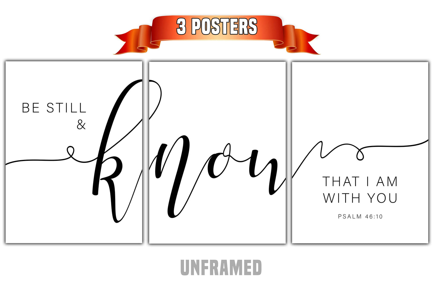 Psalm 26:10, Set of 3 Poster Prints, Bible Verse Quote, Home Wall Décor, Minimalist Art, Multiple Sizes