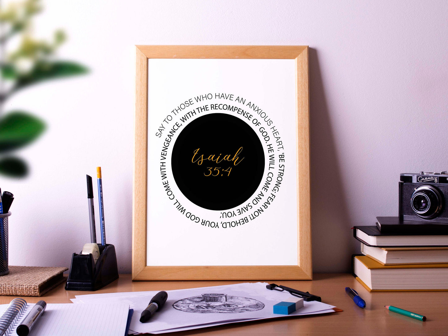 Isaiah 35:4 Bible Verse, Bible Quote, Poster Print, Home Wall Decor