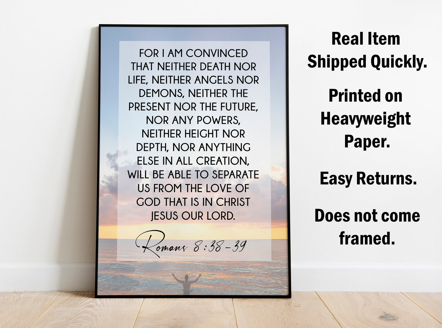Romans 8:38-39, Bible Quote,, Poster Print, Home Wall Decor