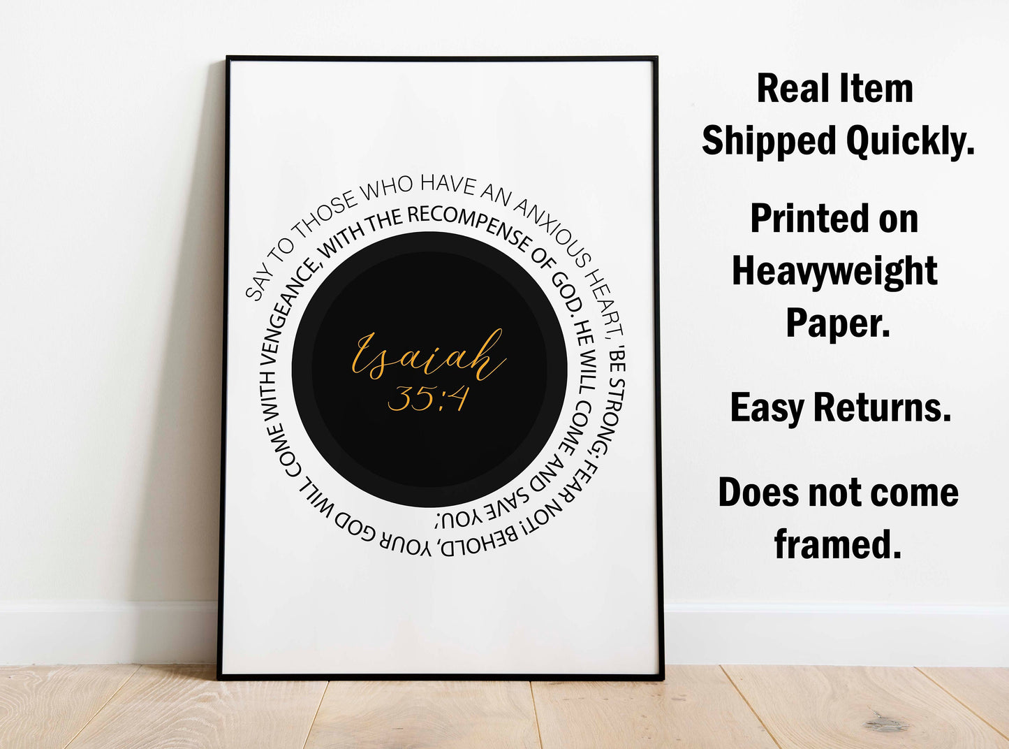 Isaiah 35:4 Bible Verse, Bible Quote, Poster Print, Home Wall Decor