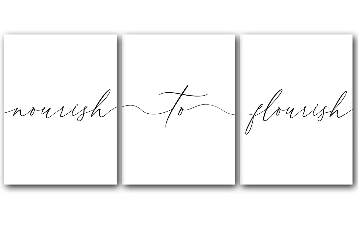 Nourish to Flourish, Set of 3 Poster Prints, Minimalist Art, Home Wall Decor, Multiple Sizes