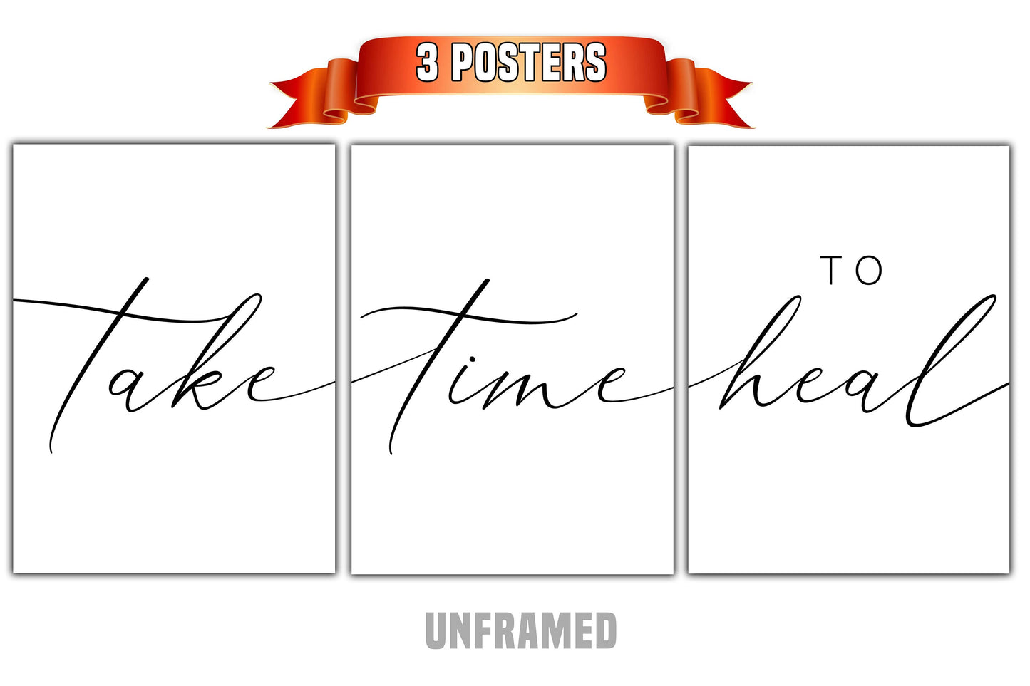 Take Time To Heal, Set of 3 Poster Prints, Minimalist Art, Home Wall Decor, Multiple Sizes