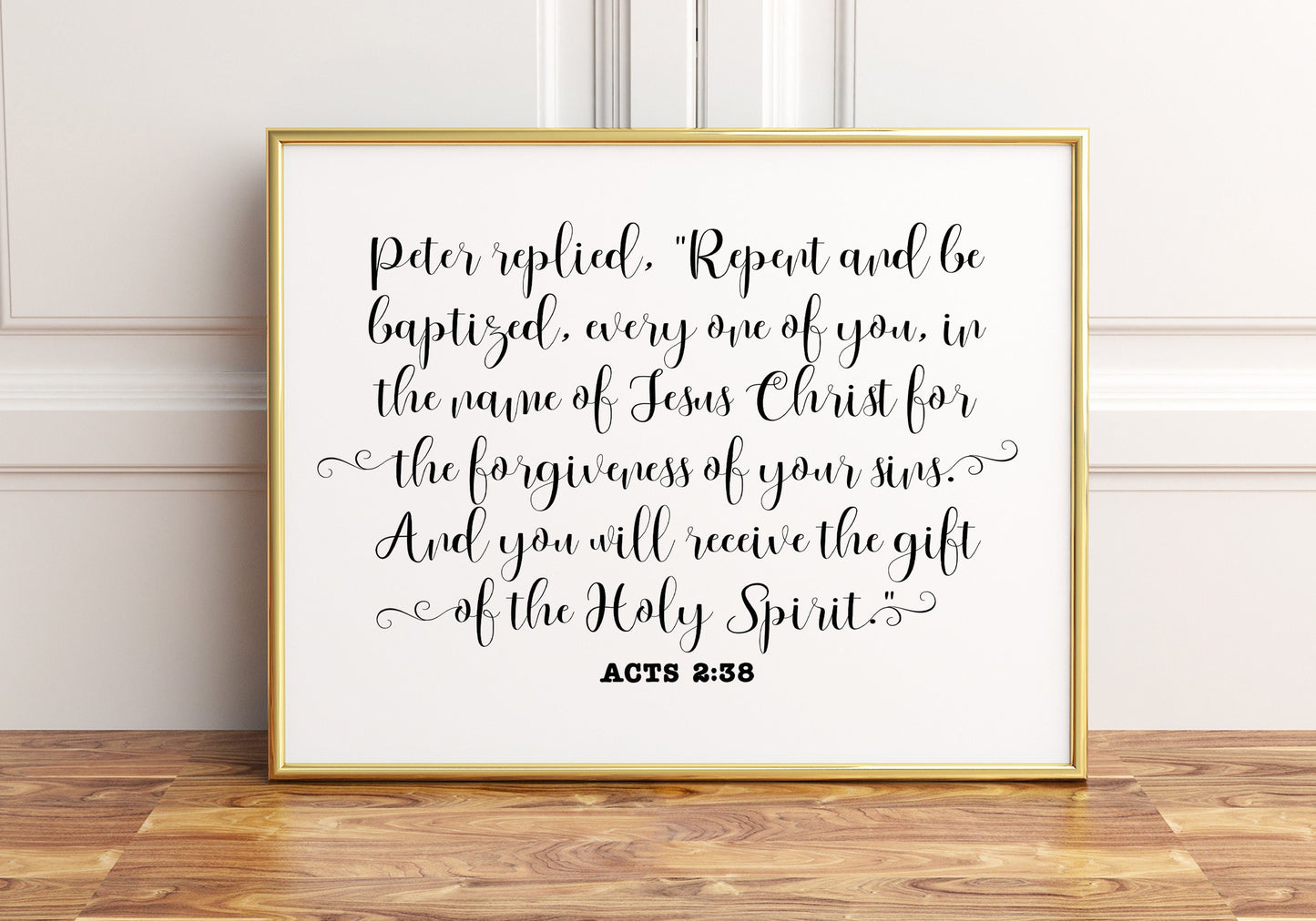 Repent and be Baptized, Acts 2:38, Bible Verse Poster Print, Multiple Sizes, Home Wall Art Decor