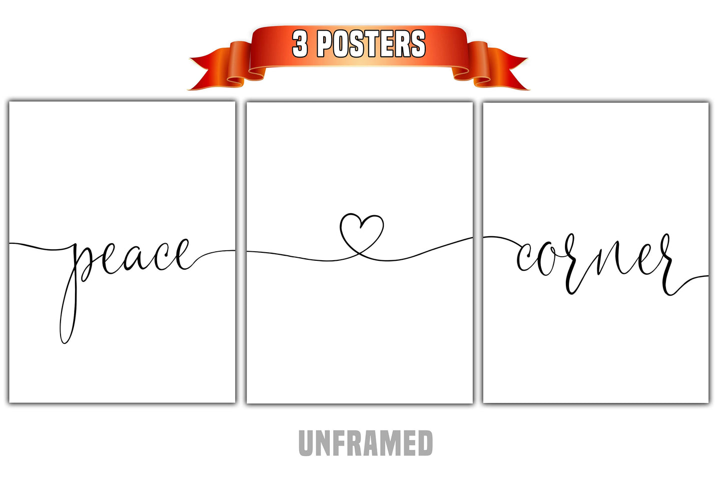 Peace Corner, Set of 3 Poster Prints, Minimalist Art, Home Wall Decor, Multiple Sizes