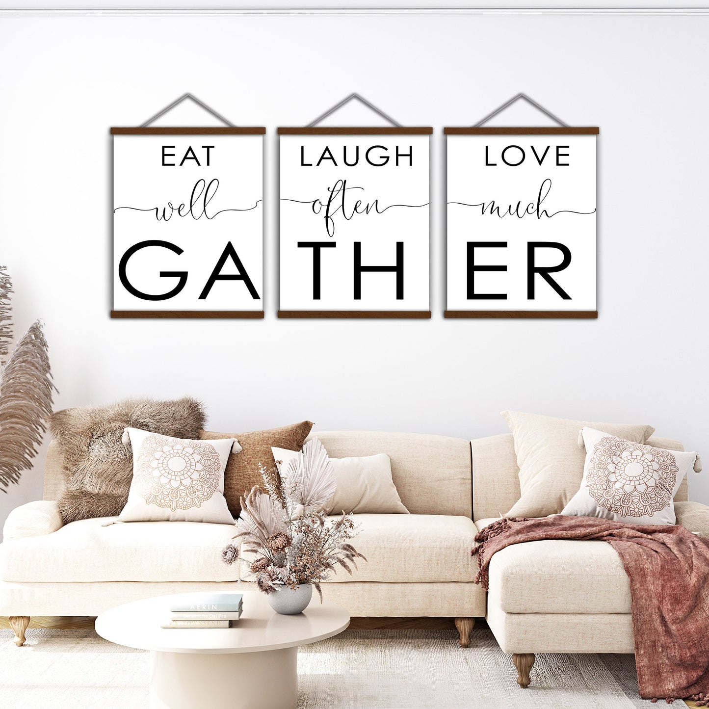 Eat Laugh Love Gather, Set of 3 Prints, Minimalist Art, Home Wall Decor, Multiple Sizes