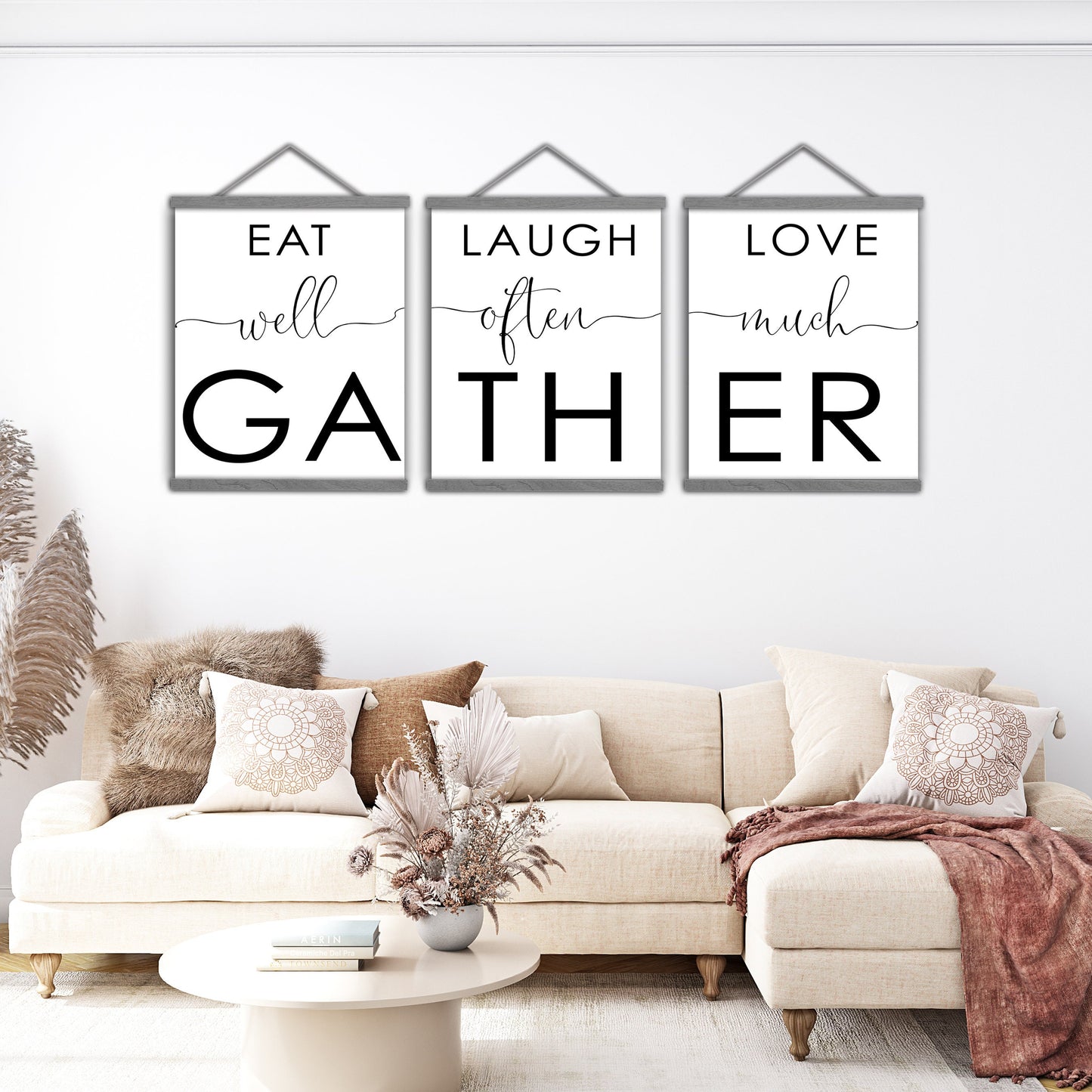 Eat Laugh Love Gather, Set of 3 Prints, Minimalist Art, Home Wall Decor, Multiple Sizes