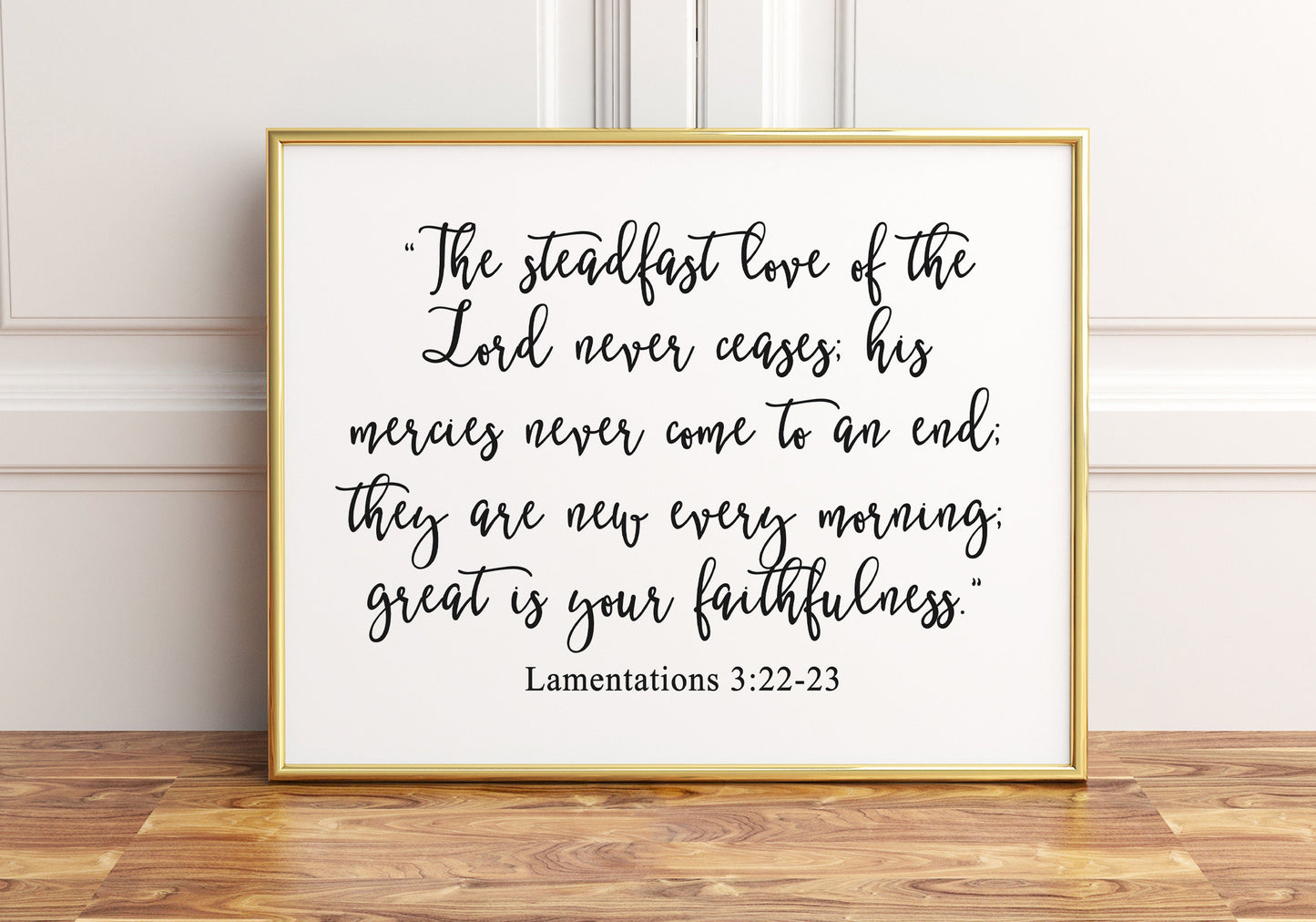 The Steadfast Love of the Lord, Lamentations 3:22-23, Bible Verse Poster Print, Horizontal Home Wall Art Décor, Multiple Sizes