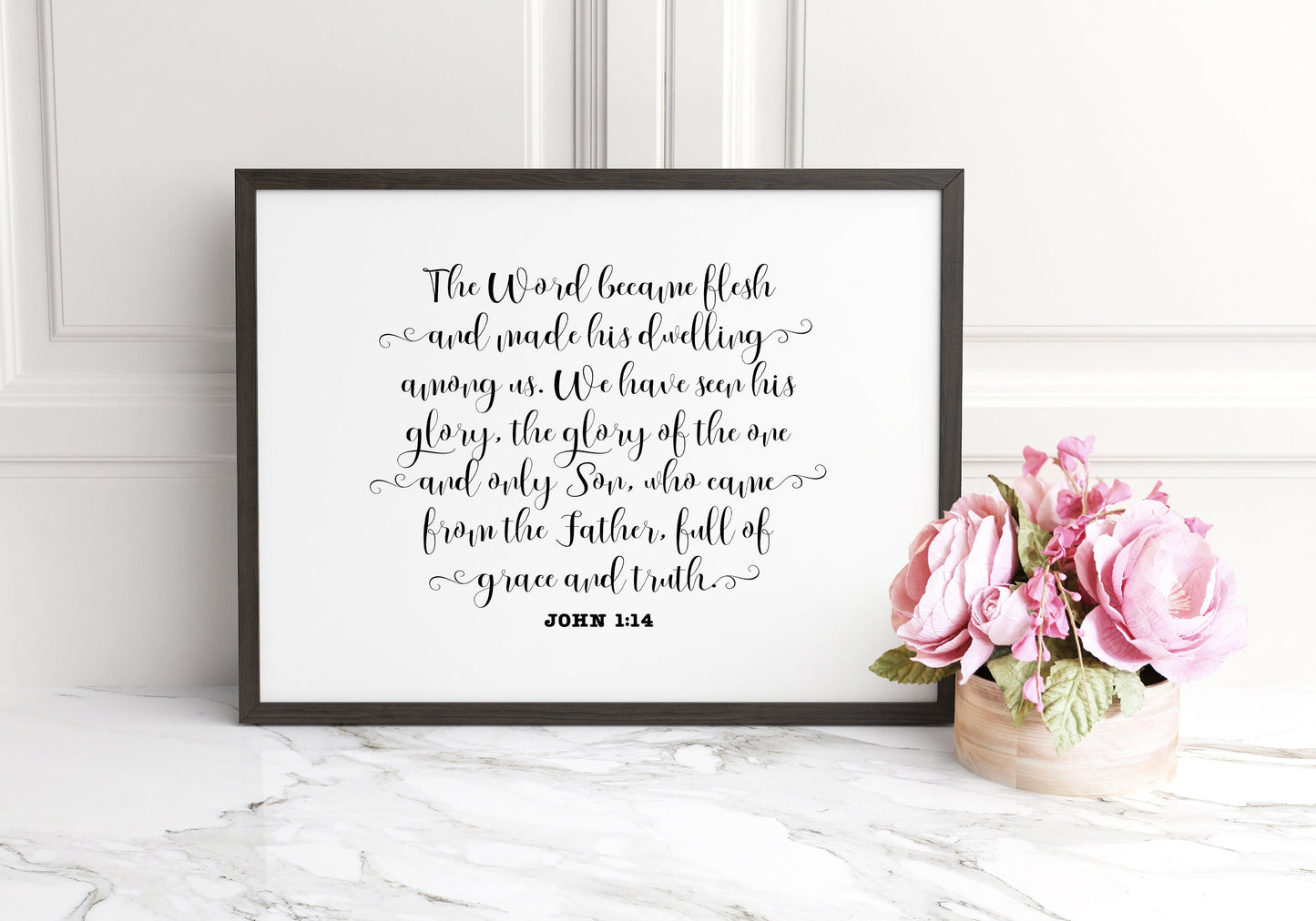 The Word became flesh, John 1:14, Bible Verse Poster Print, Multiple Sizes, Home Wall Art Decor