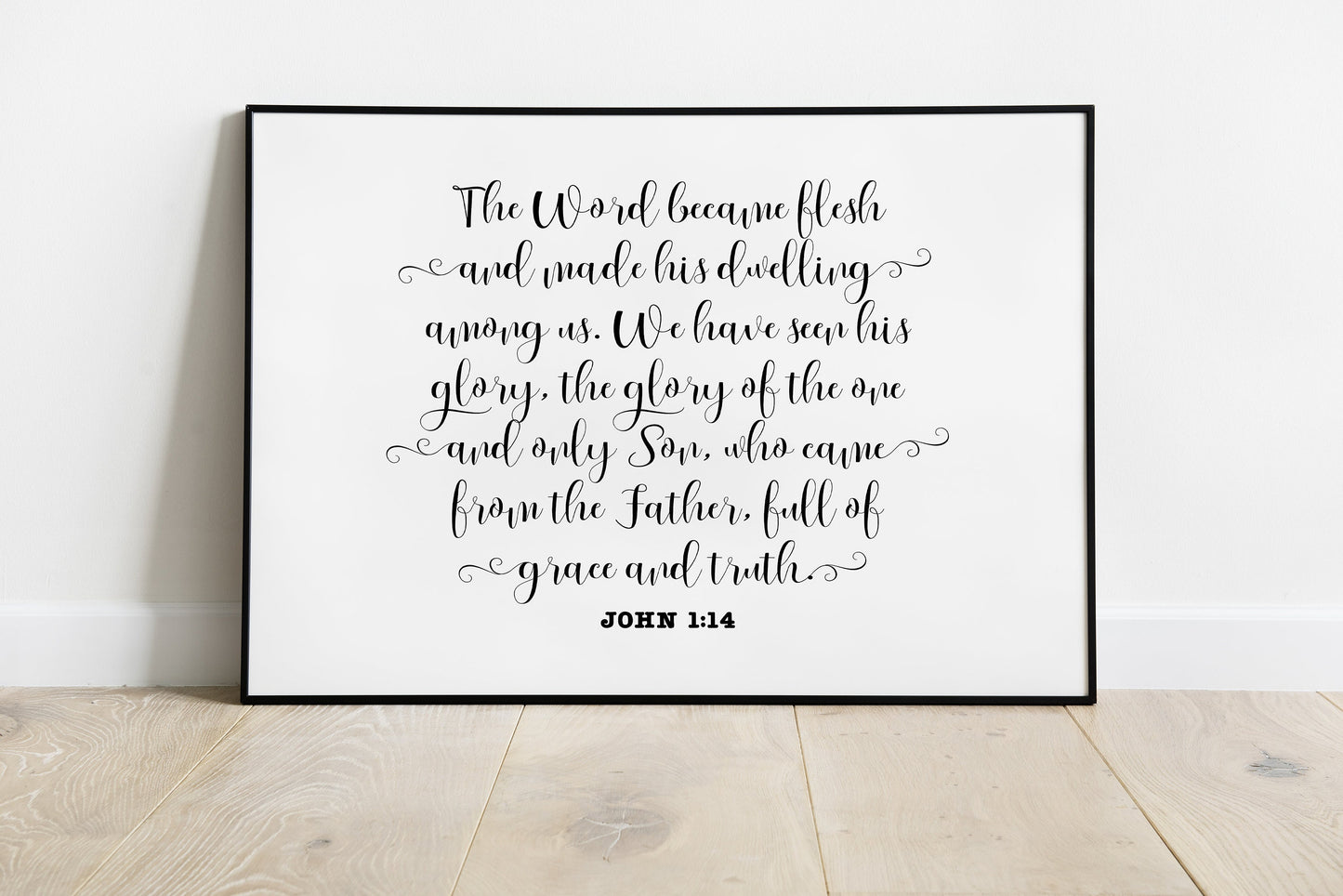 The Word became flesh, John 1:14, Bible Verse Poster Print, Multiple Sizes, Home Wall Art Decor