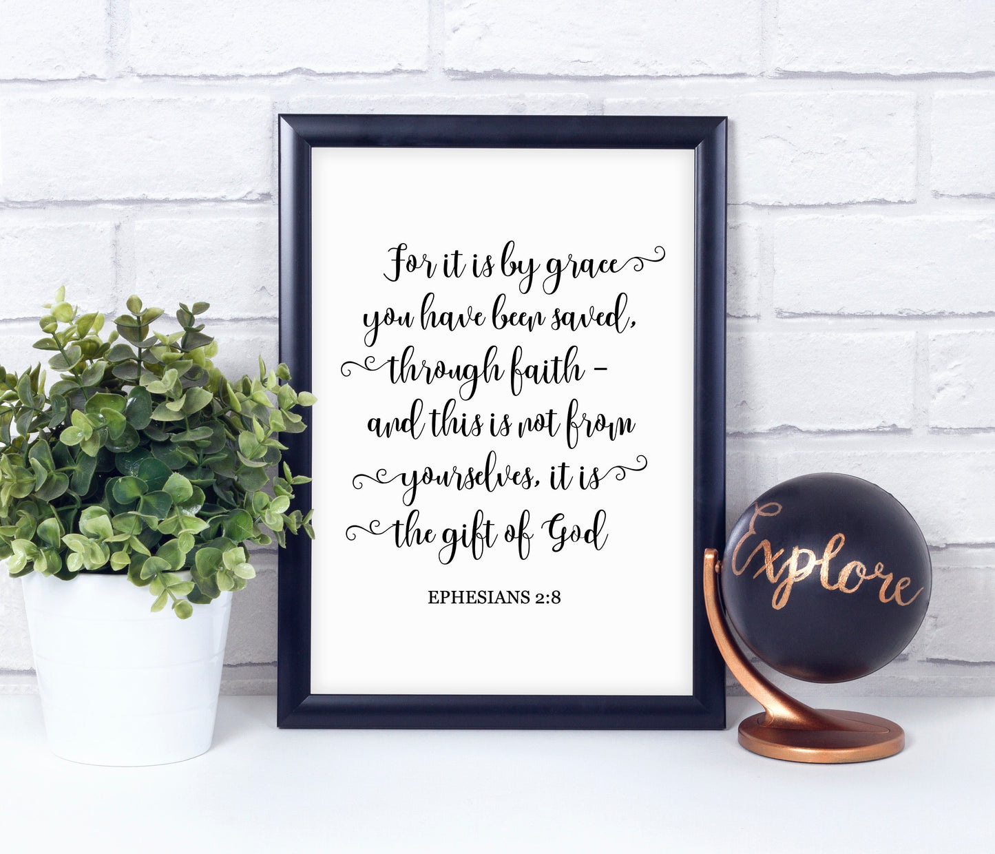For it is by grace you have been saved, Ephesians 2:8, Bible Verse Poster Print, Multiple Sizes, Home Wall Art Decor