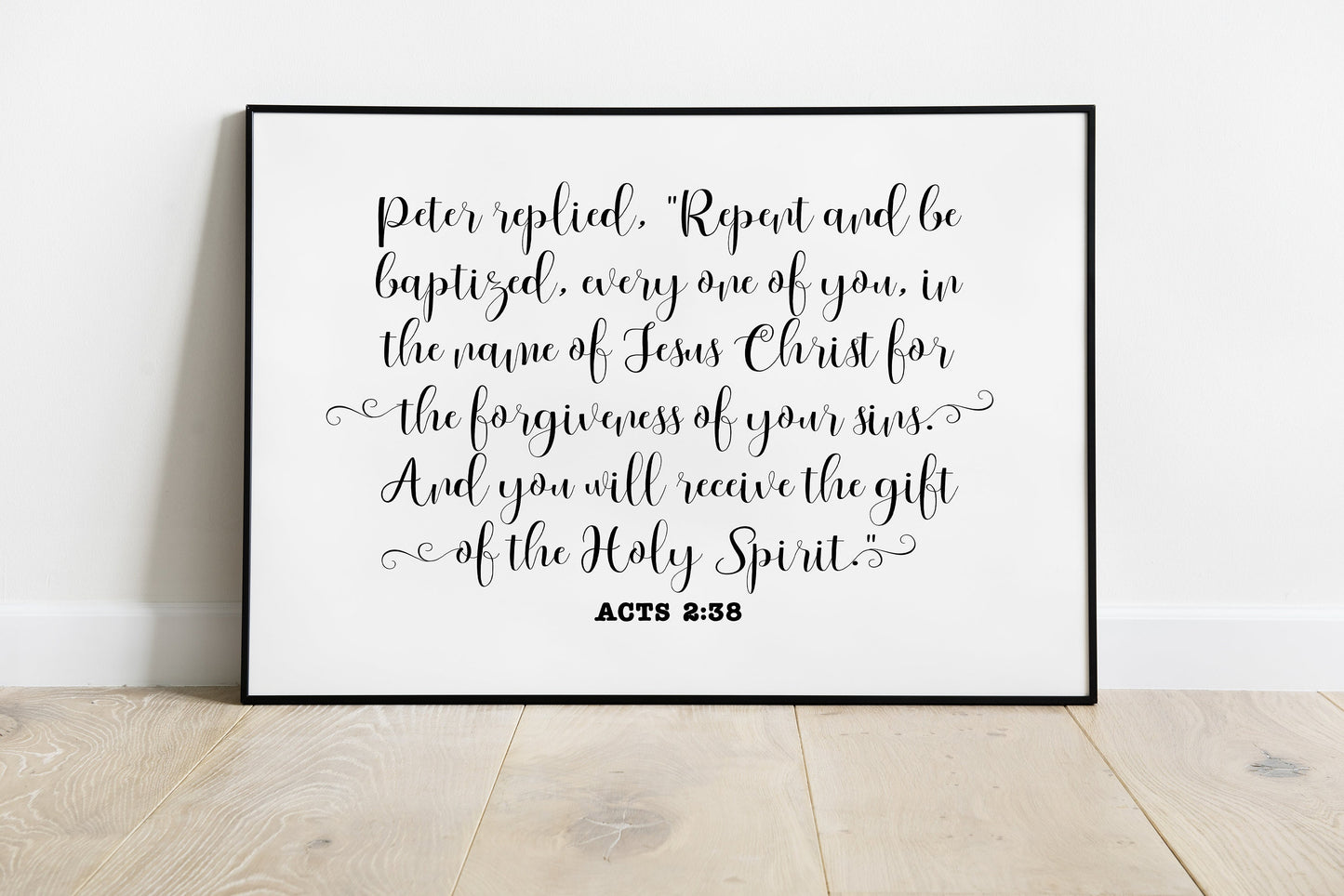 Repent and be Baptized, Acts 2:38, Bible Verse Poster Print, Multiple Sizes, Home Wall Art Decor