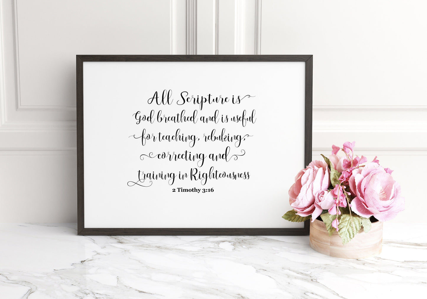 All Scripture is God-breathed, 2 Timothy 3:16, Bible Verse Poster Print, Multiple Sizes, Home Wall Art Decor