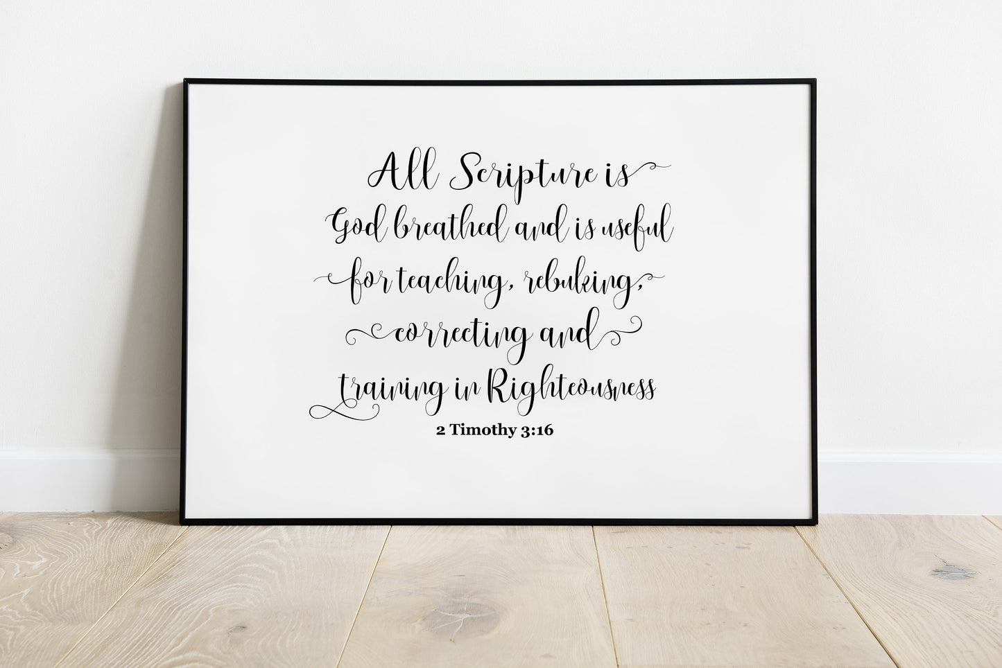 All Scripture is God-breathed, 2 Timothy 3:16, Bible Verse Poster Print, Multiple Sizes, Home Wall Art Decor