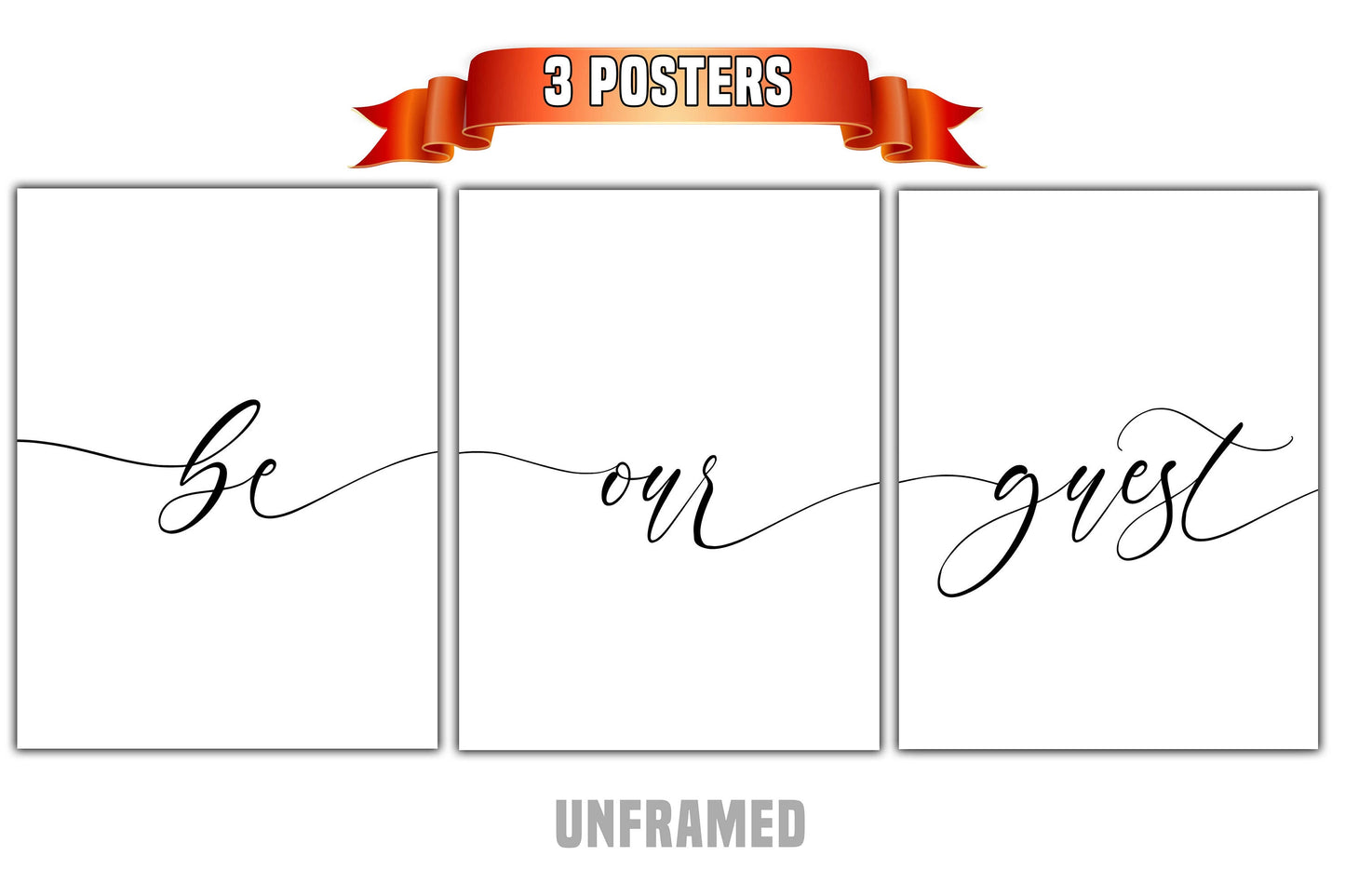 Be Our Guest, Set of 3 Poster Prints, Minimalist Art, Home Wall Decor, Multiple Sizes