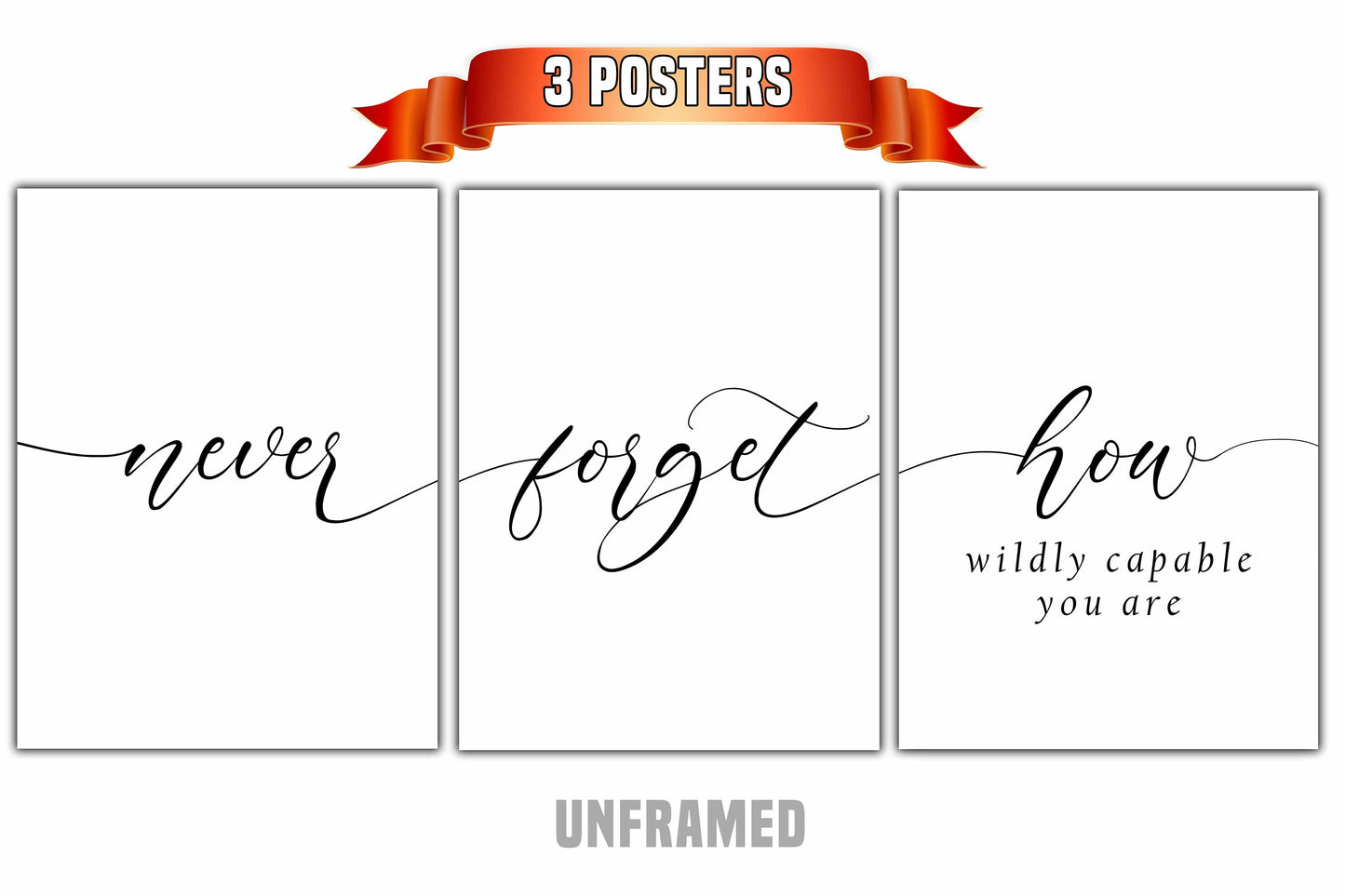 Never Forget How Wildly Capable You Are, Set of 3 Poster Prints, Minimalist Art, Home Wall Decor, Multiple Sizes