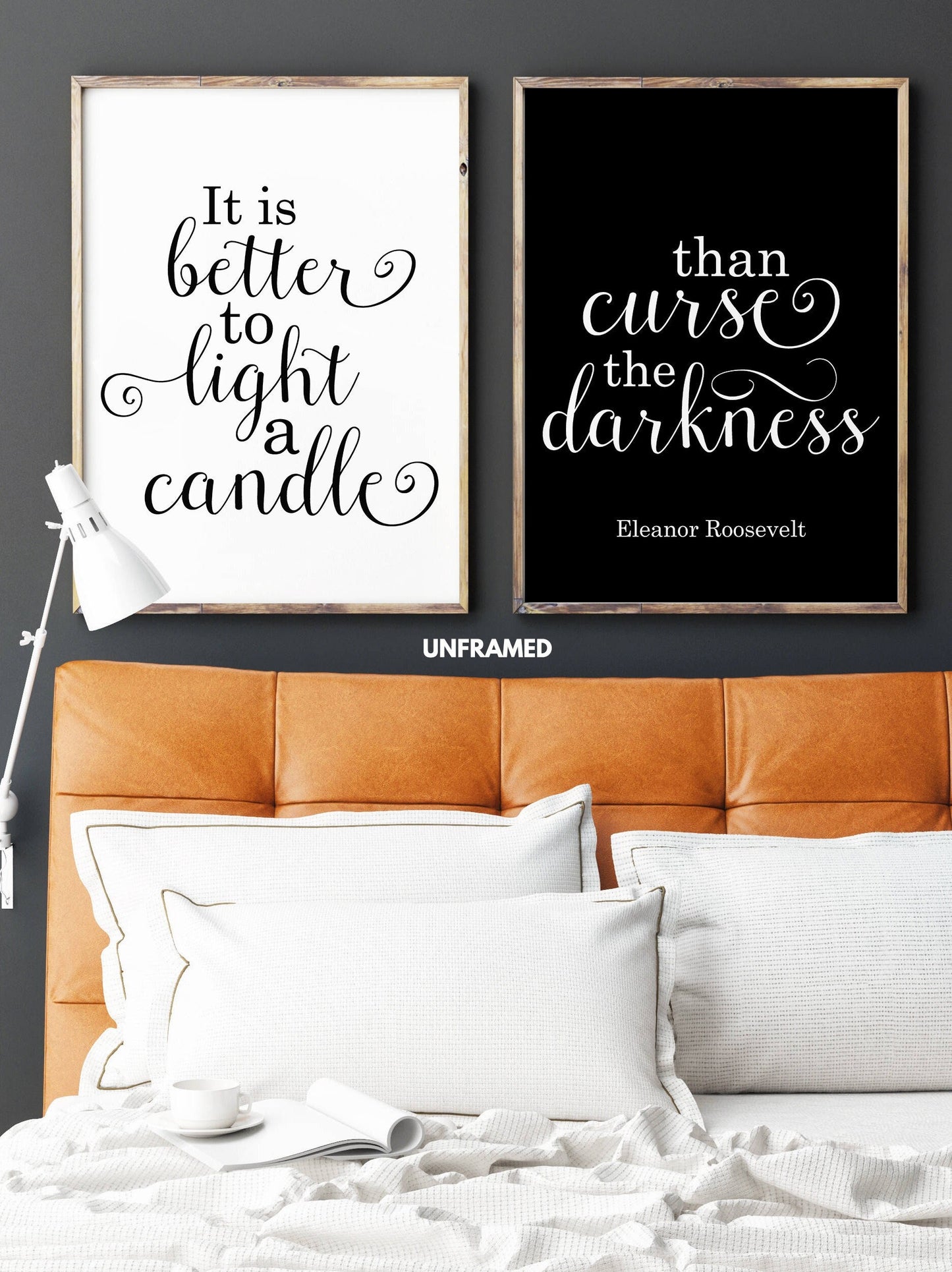 It's Better to Light a Candle than Curse the Darkness, Set of 2 Prints, Minimalist Art, Typography Art, Wall Art, Home Wall Art