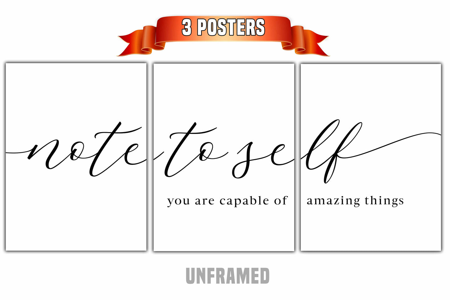 You are Capable of Amazing Things, Set of 3 Poster Prints, Home Wall Décor, Motivational/Inspirational Quote, Multiple Sizes