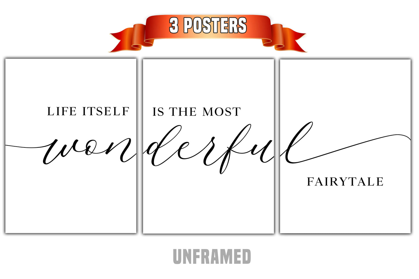 Wonderful Fairytale, Set of 3 Poster Prints, Minimalist Art, Home Wall Decor, Multiple Sizes