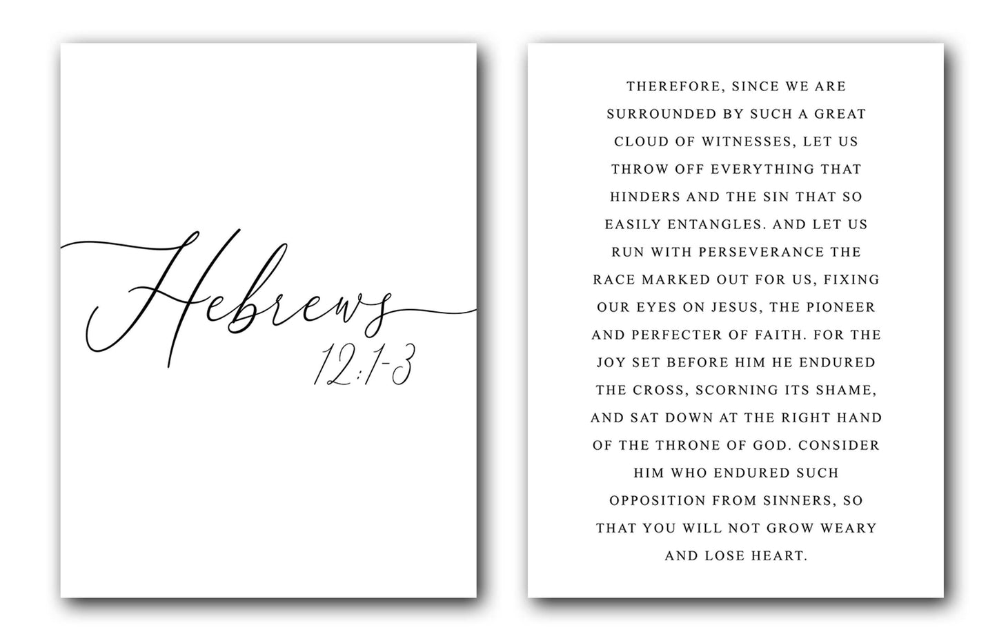 Hebrews 12, Bible Verse, Set of 2 Poster Prints, Multiple Sizes, Home Wall Art Decor