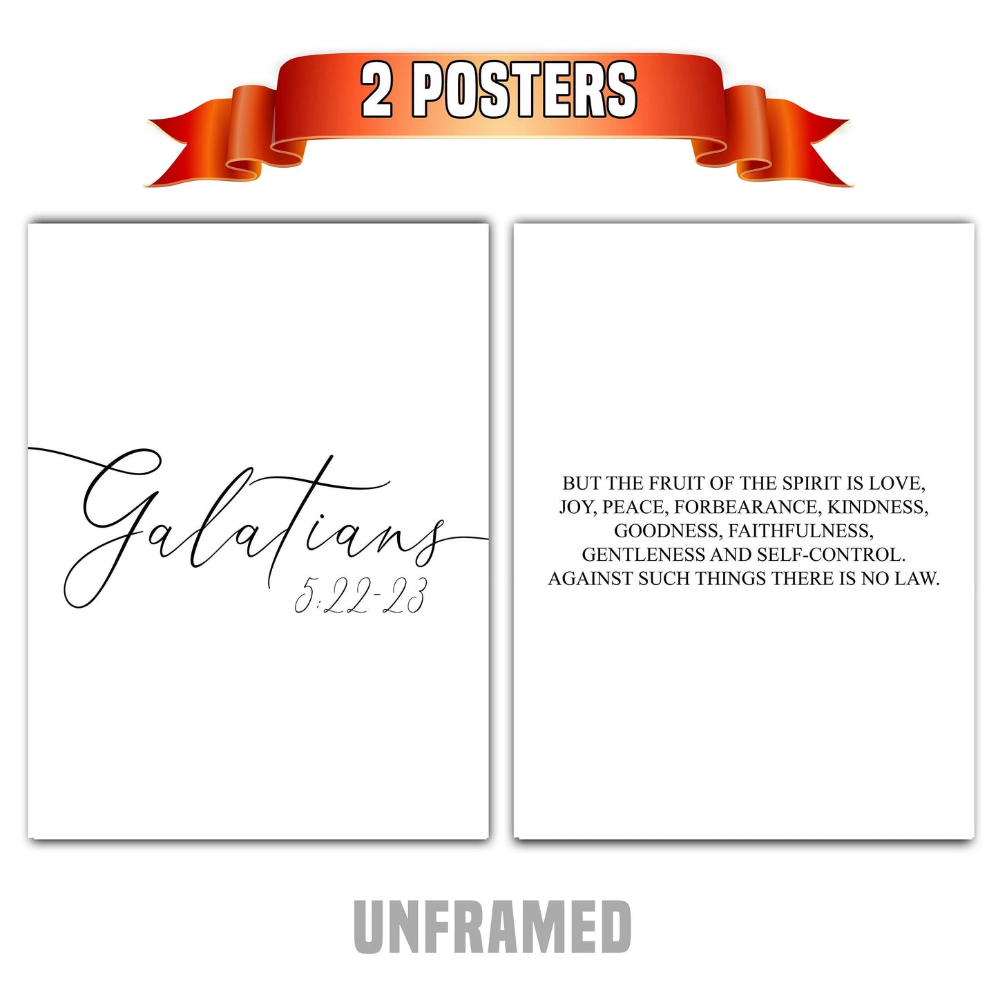 Galatians 5:22-23, Set of 3 Poster Prints, Bible Verse Quotes, Home Wall Hanging Décor, Minimalist Prints, Multiple Sizes